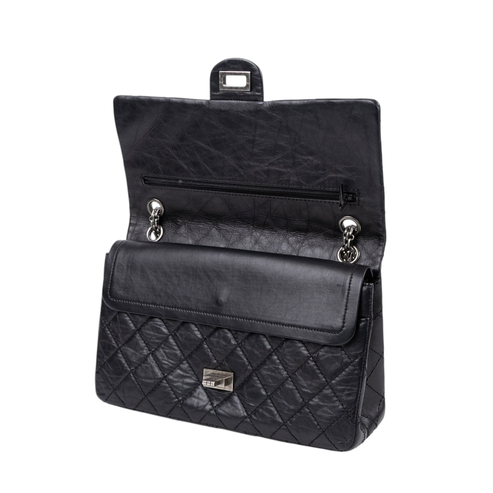 香奈兒 CHANEL 2.55 28CM  斜背 肩背口蓋包 黑色  12開 黑色2.55 28CM 防塵袋