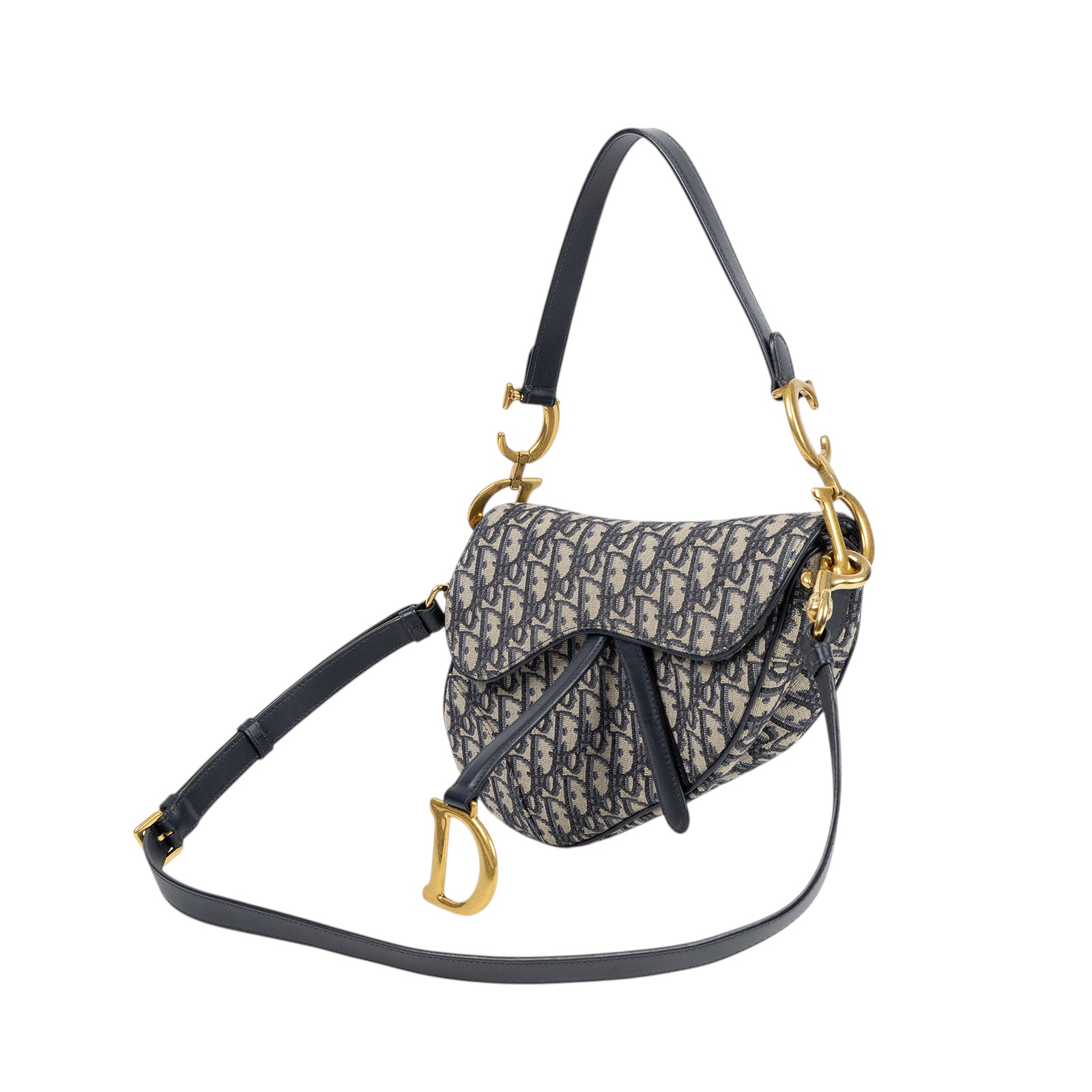 迪奧 CHRISTIAN DIOR Saddle 馬鞍袋 連肩帶 M0455CTZQ 藍緹花Saddle 馬鞍包 原廠盒子/背帶/保證卡/購買證明