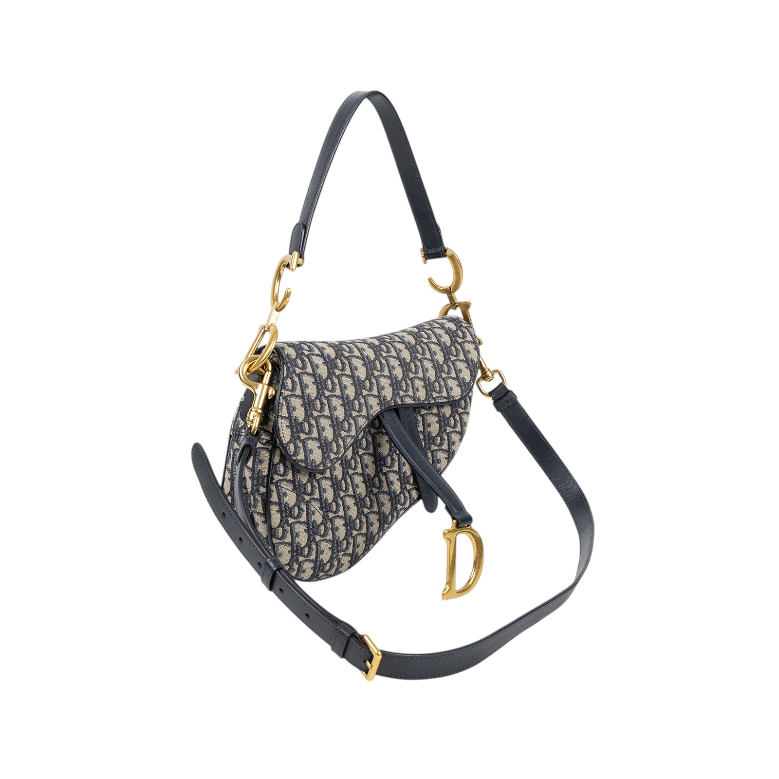 迪奧 CHRISTIAN DIOR Saddle 馬鞍袋 連肩帶 M0455CTZQ 藍緹花Saddle 馬鞍包 原廠盒子/背帶/保證卡/購買證明