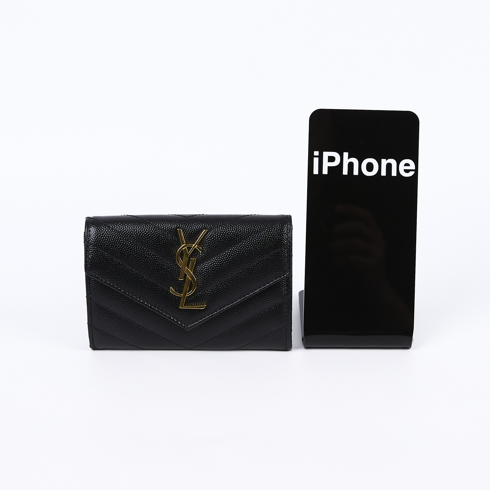 聖羅蘭 YSL SAINT LAURENT cassandre matelassé 粒面壓紋皮革 小型 信封錢包 短夾 414404BOW01  原廠盒子/防塵袋/購買證明