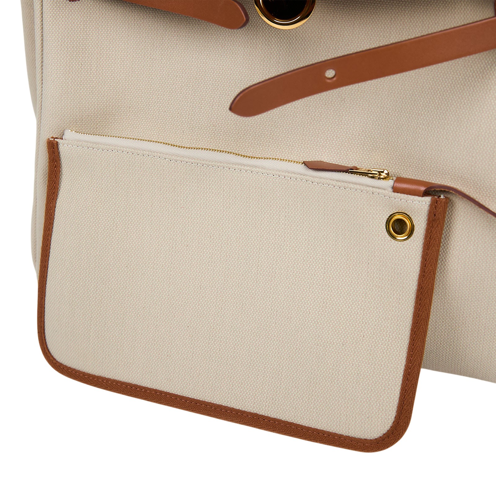 愛馬仕 Hermes Herbag Zip 31 HER31 B刻 金棕拼米白帆布HERBAG31 原廠盒子/防塵袋/鎖組