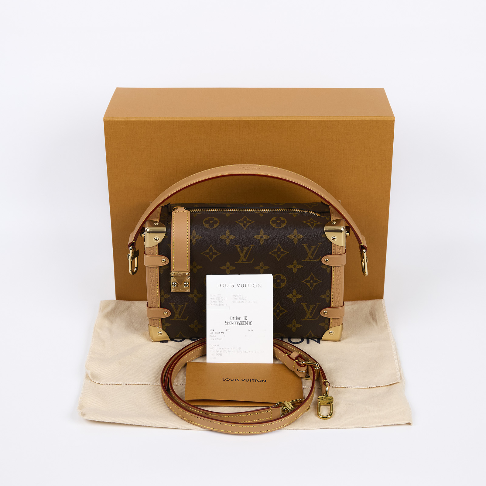 路易威登 LOUIS VUITTON Side Trunk MM 老花 手提 肩背 箱包 M46358 晶片款  原廠盒子/防塵袋/購買證明/背帶
