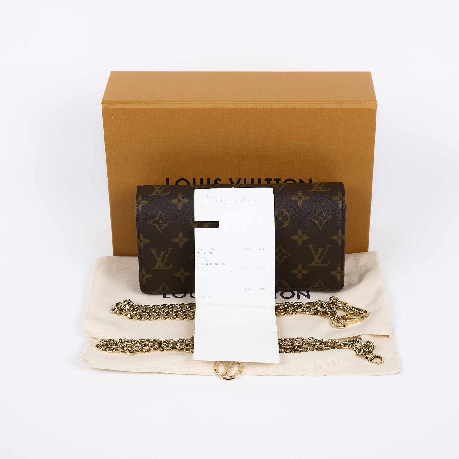 路易威登 LOUIS VUITTON Wallet On Chain Lily 三合一 斜挎包 經典原花 帆布 錢包 M82509 晶片款  原廠盒子/防塵袋/購買證明/背帶