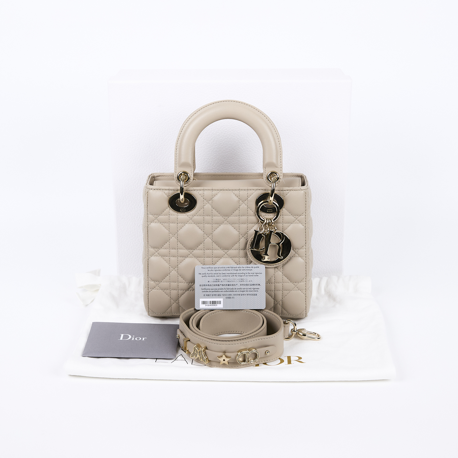 迪奧 CHRISTIAN DIOR Lady Dior My ABCDior 小型 肩背 手提包 羊皮 M0538ONGE  原廠盒子/防塵袋/保證卡/裝飾釦4個