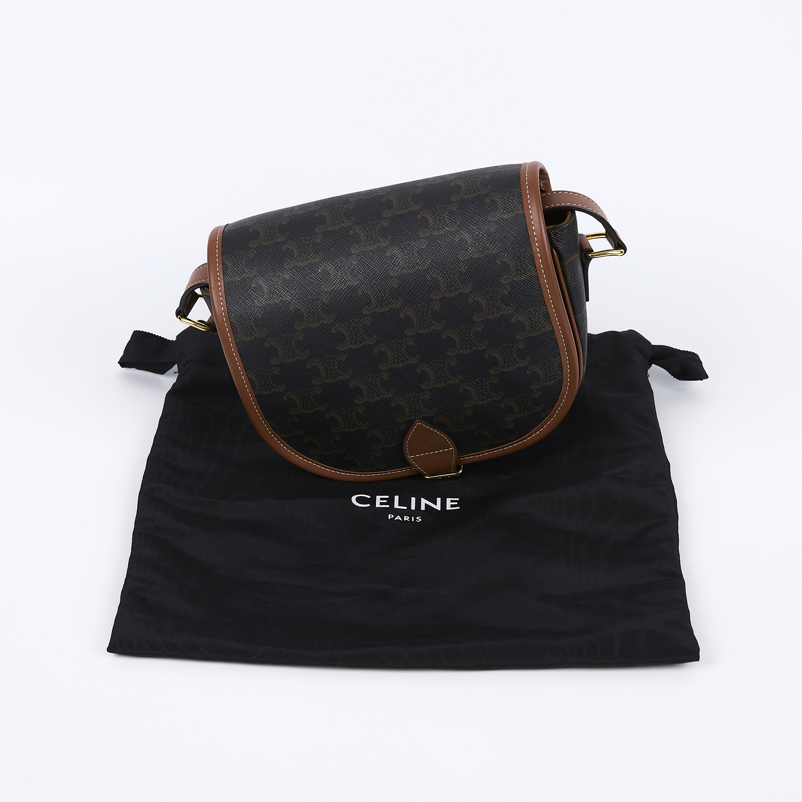 思琳 CELINE Triomphe帆布 中型 凱旋門 Folco 斜背 肩背 馬鞍包 191502BZJ 凱旋門MEDIUM FOLCO 防塵袋