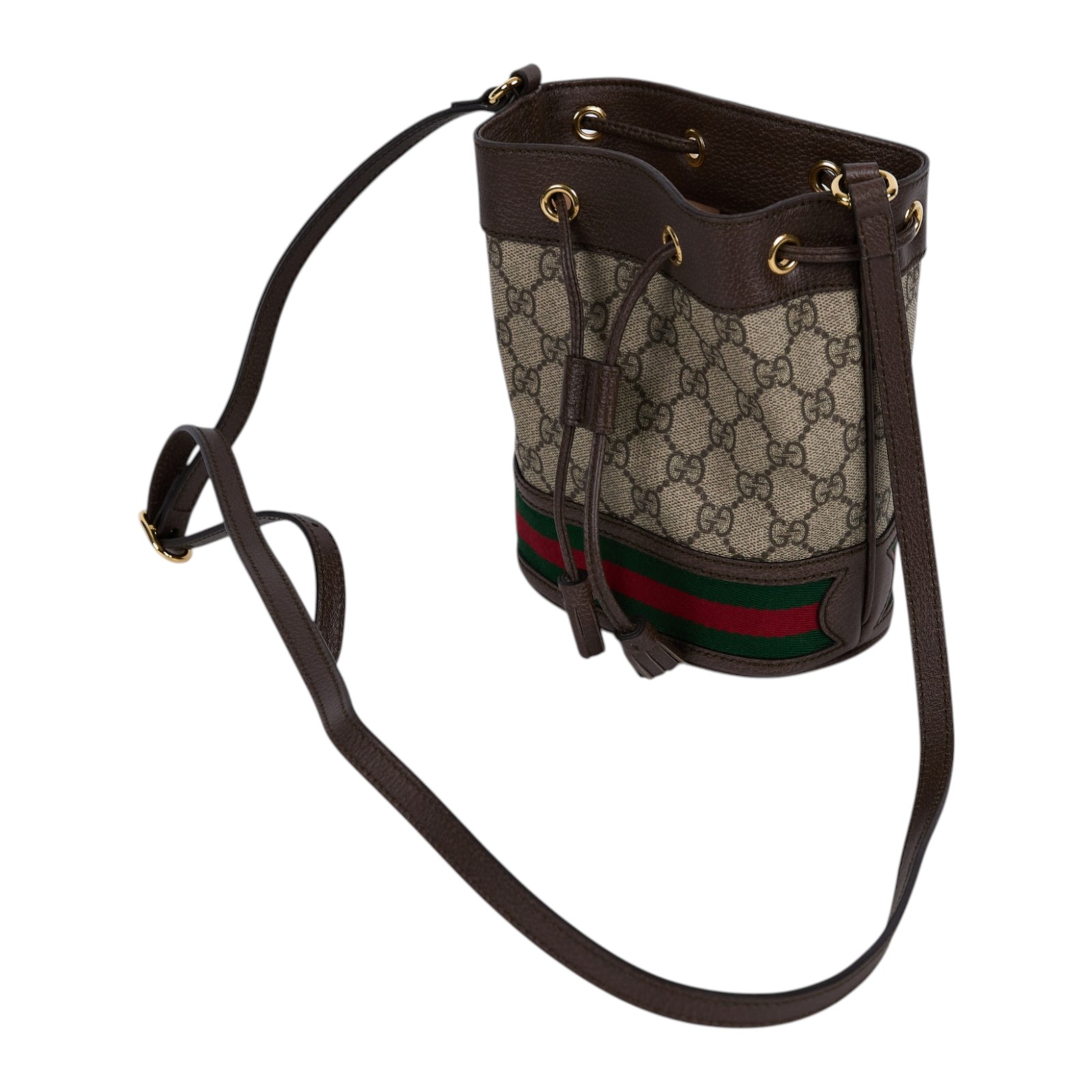 古馳 GUCCI Ophidia GG 迷你 水桶袋 米色 烏木色 550620 96I3B 棕GG紋OPHIDIA水桶包 原廠盒子/防塵袋