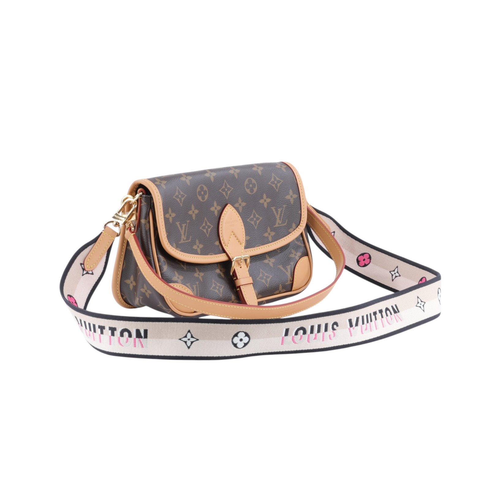 路易威登 LOUIS VUITTON Diane 腋下包法棍 單肩背包 經典帆布 M45985 晶片款 原花DIANE 防塵袋/背帶