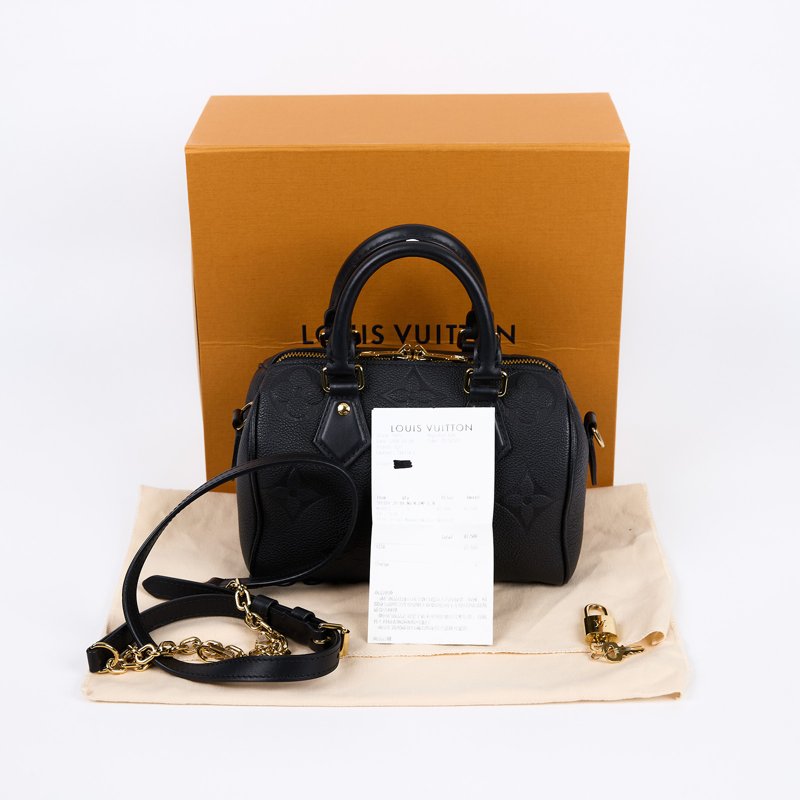路易威登 LOUIS VUITTON Speedy Bandoulière  20 Noir 手提 斜背 波士頓包 M58953 晶片款  原廠盒子/防塵袋/背帶/鎖組/購買證明