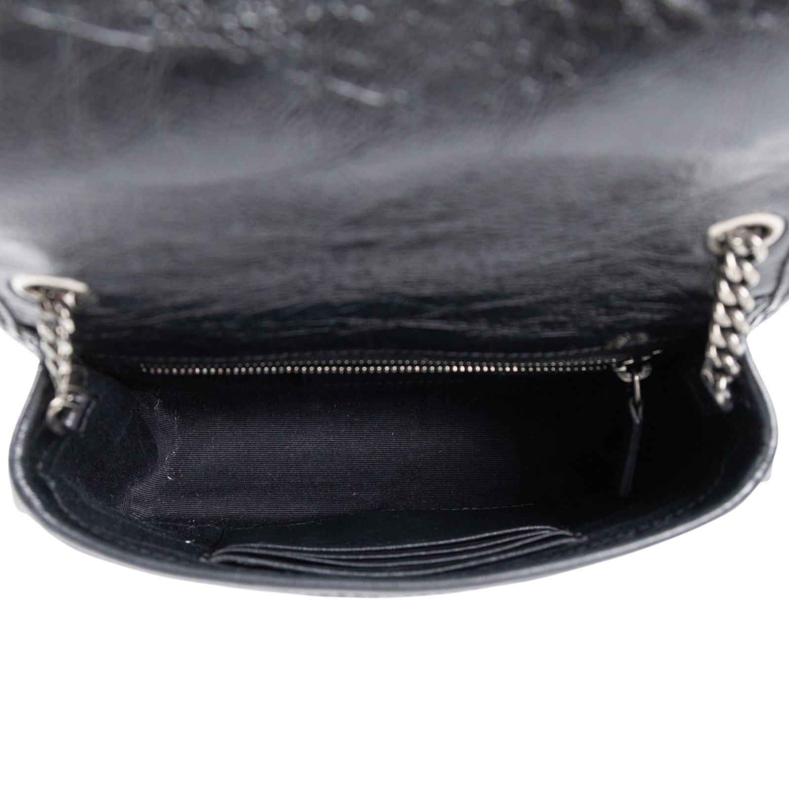 聖羅蘭 YSL SAINT LAURENT Niki 復古皮革 手袋 銀色五金 5831030EN04 黑NIKI WOC 原廠盒子/防塵袋