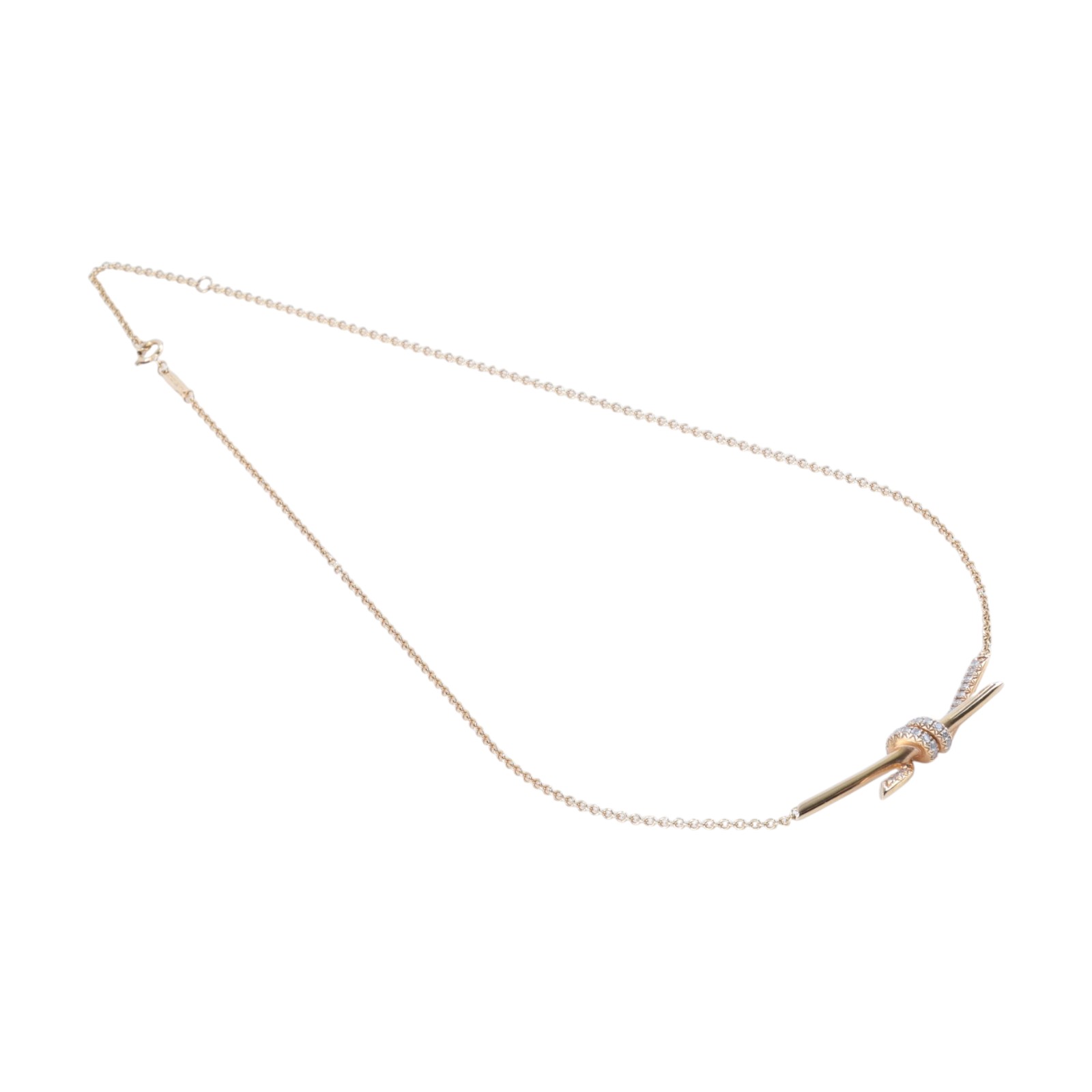 蒂芙尼 TIFFANY＆CO. Knot 鏈墜 69525857 18KRG半滿鑽KNOT扭結項鍊 原廠盒子/防塵袋