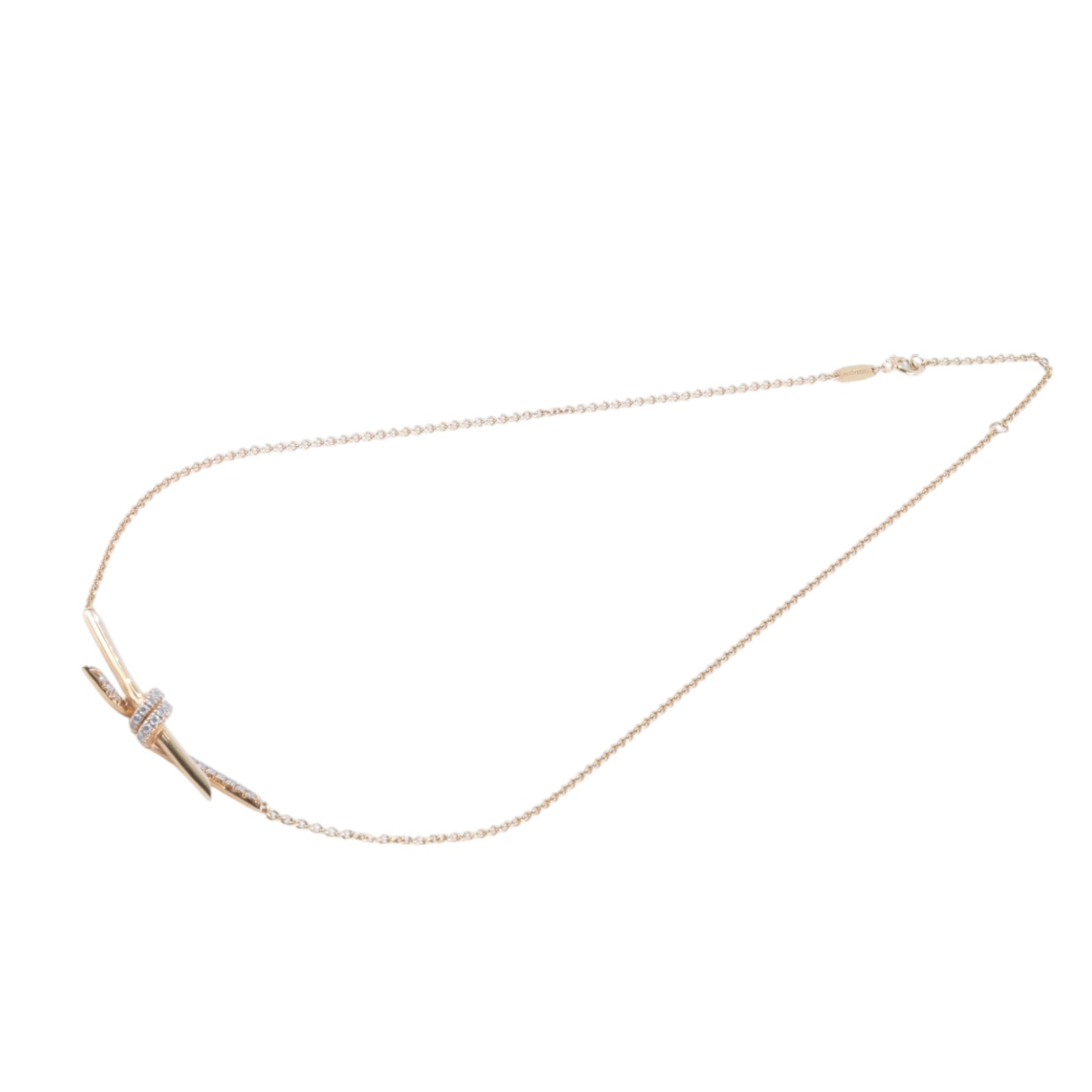 蒂芙尼 TIFFANY＆CO. Knot 鏈墜 69525857 18KRG半滿鑽KNOT扭結項鍊 原廠盒子/防塵袋