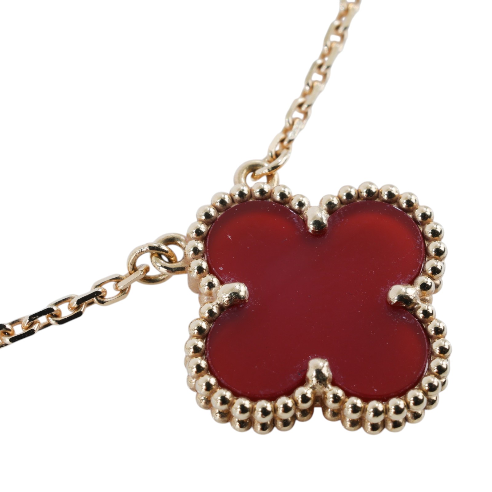 梵克雅寶 Van Cleef & Arpels Vintage Alhambra 吊墜 小型 VCARD38500 YG 紅玉隨項鍊 原廠盒子/防塵袋/保書