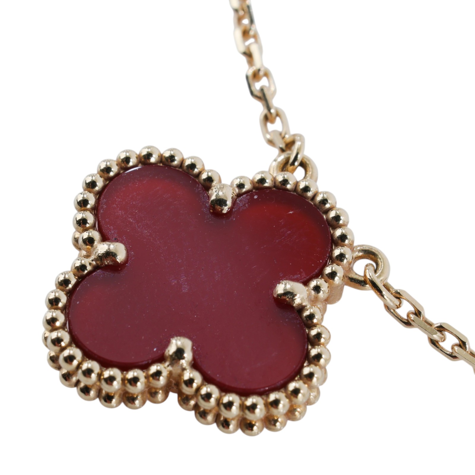 梵克雅寶 Van Cleef & Arpels Vintage Alhambra 吊墜 小型 VCARD38500 YG 紅玉隨項鍊 原廠盒子/防塵袋/保書
