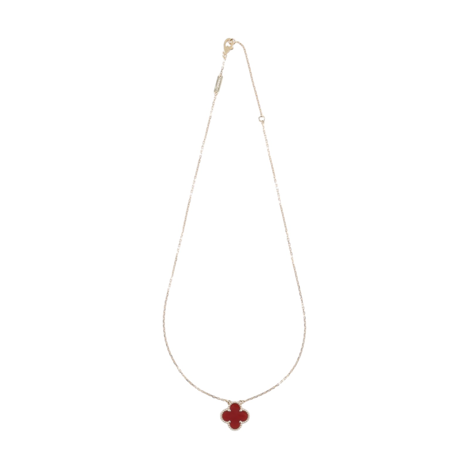 梵克雅寶 Van Cleef & Arpels Vintage Alhambra 吊墜 小型 VCARD38500 YG 紅玉隨項鍊 原廠盒子/防塵袋/保書