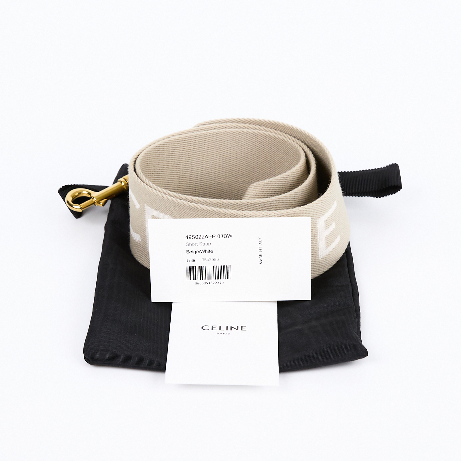 思琳 CELINE 緹花羊毛 短肩帶 49S022AEP 卡其帆布LOGO背帶 防塵袋