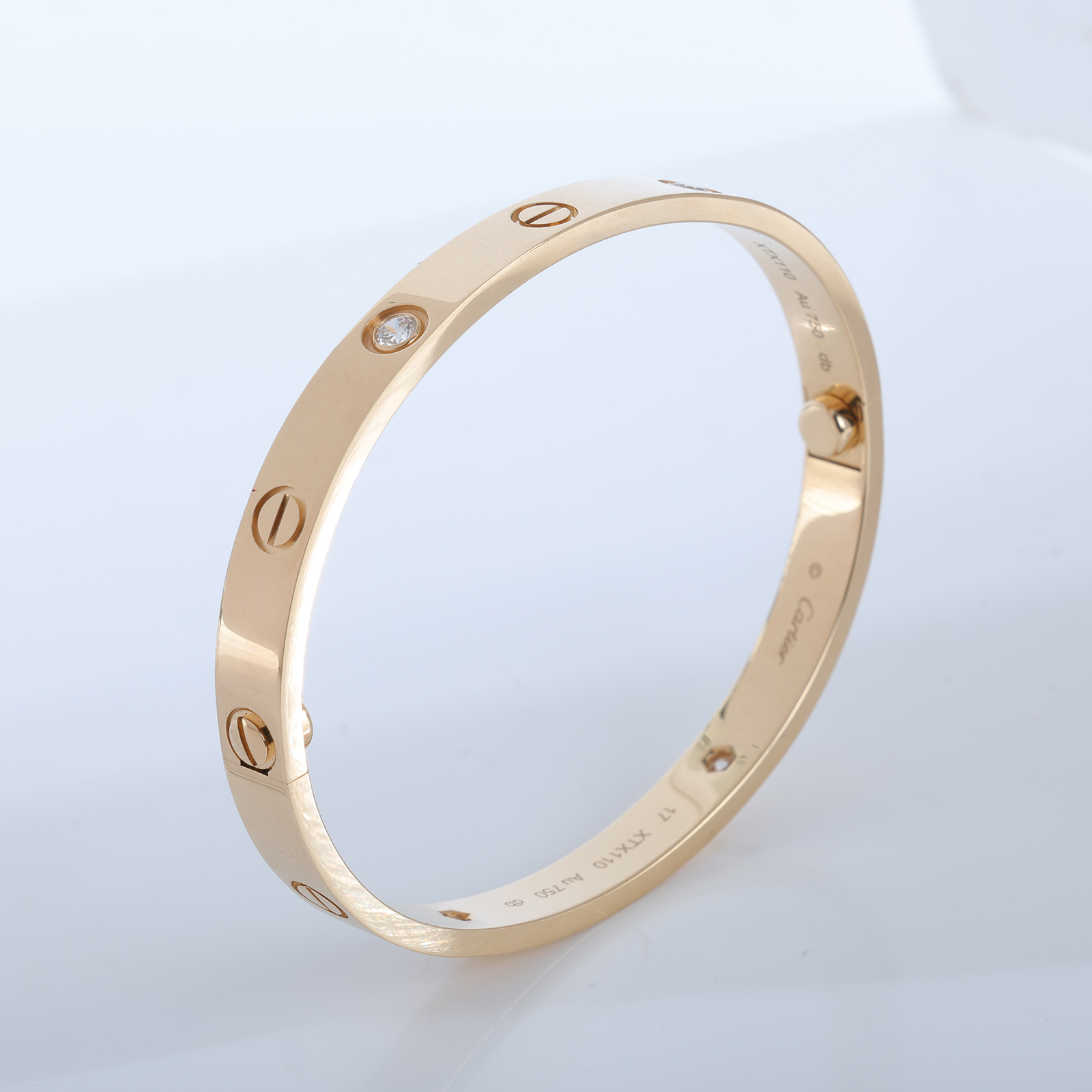 卡地亞 CARTIER Love 手環 經典款 4顆鑽石 B6070017 K18YG 4P LOVE手環 原廠盒子/保書/螺絲起子