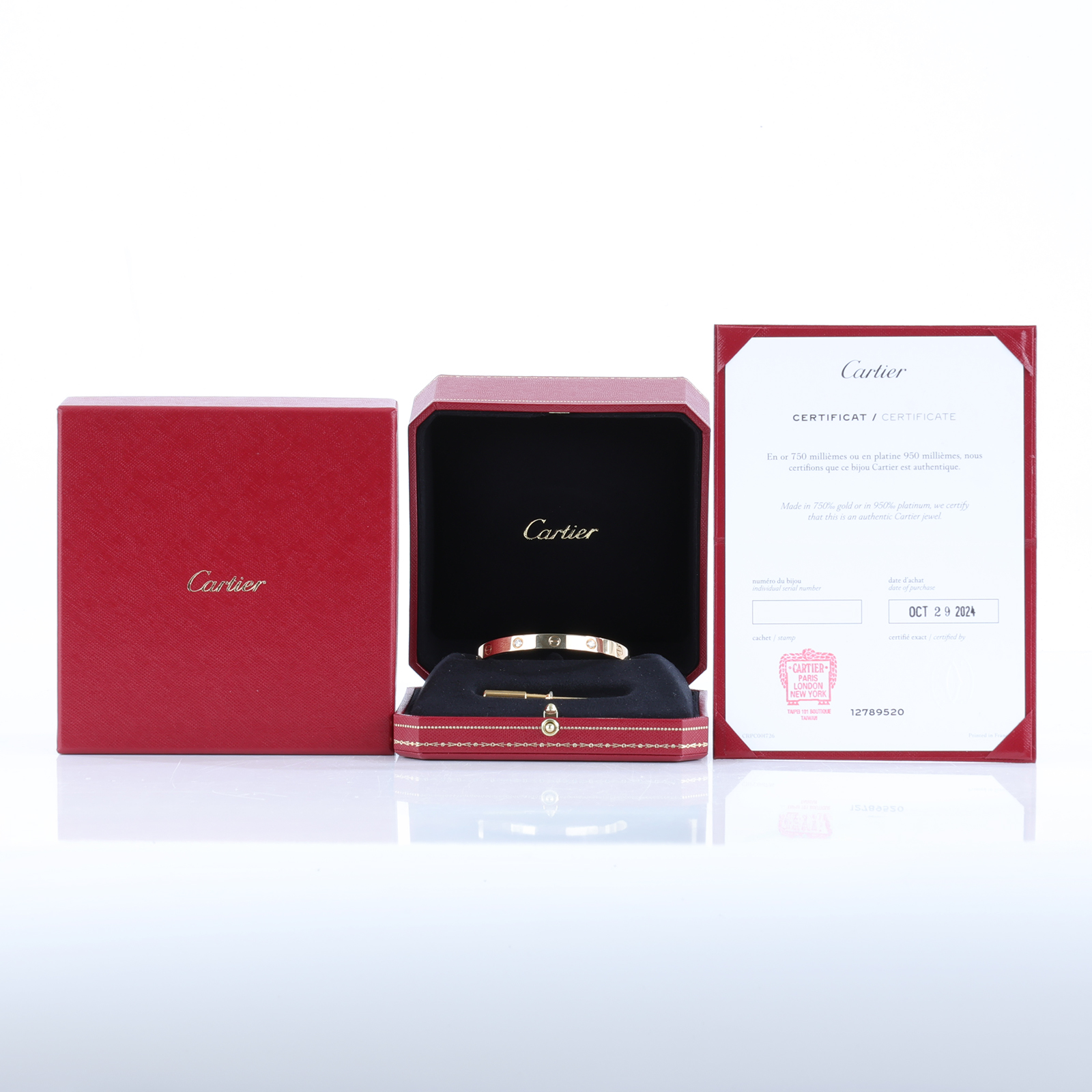 卡地亞 CARTIER Love 手環 經典款 4顆鑽石 B6070017 K18YG 4P LOVE手環 原廠盒子/保書/螺絲起子