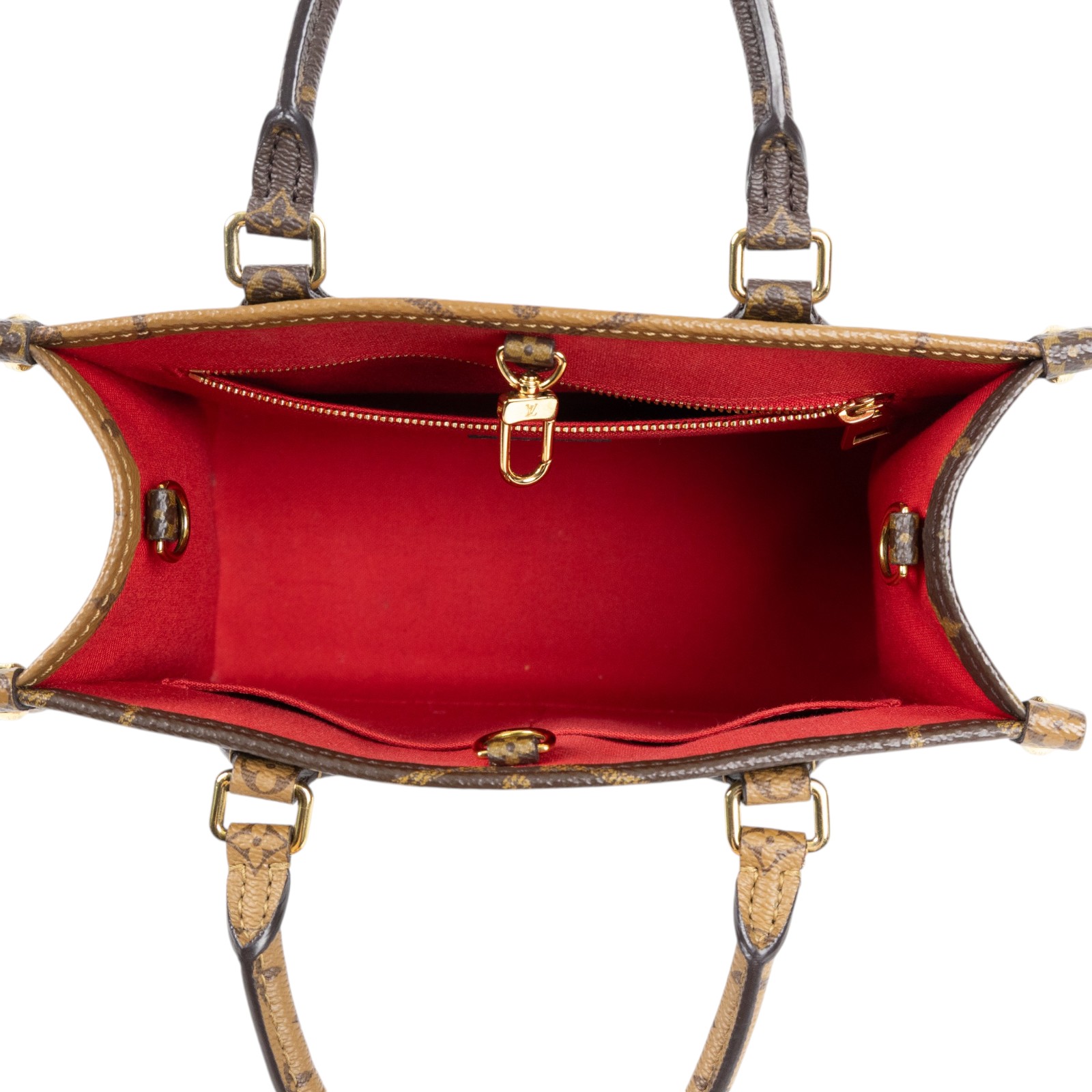 路易威登 LOUIS VUITTON OnTheGo PM 雙色帆布 手提 斜背包 M46373 晶片款  原廠盒子/防塵袋/內袋/背帶