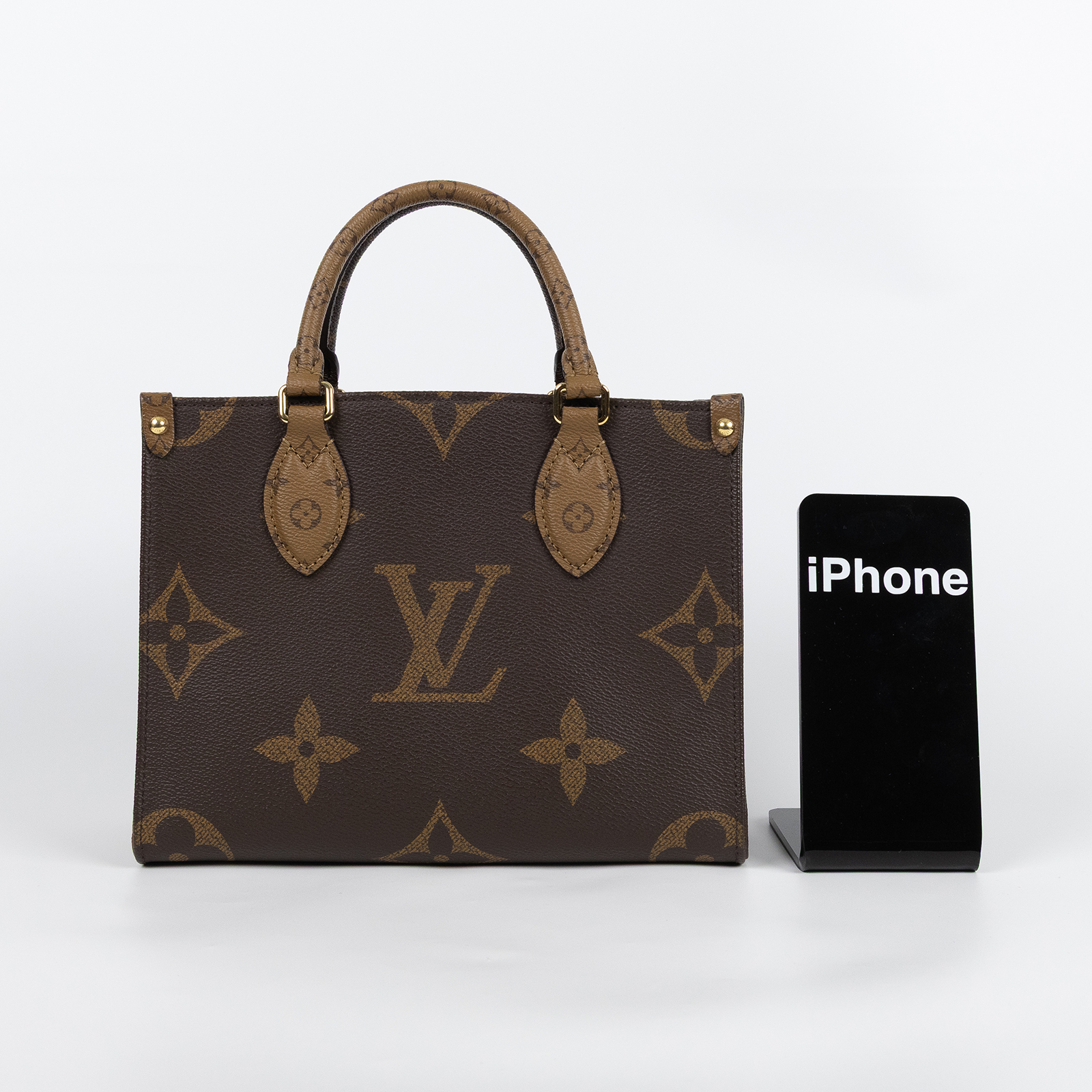 路易威登 LOUIS VUITTON OnTheGo PM 雙色帆布 手提 斜背包 M46373 晶片款  原廠盒子/防塵袋/內袋/背帶