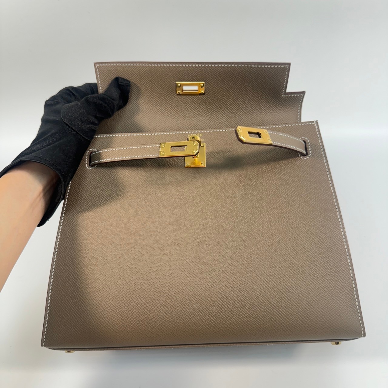 愛馬仕 Hermes Kelly Bag 凱莉包 25 KL25 B刻 大象灰KELLY25 EPSOM 防塵袋/原廠盒子/鎖組/購買證明