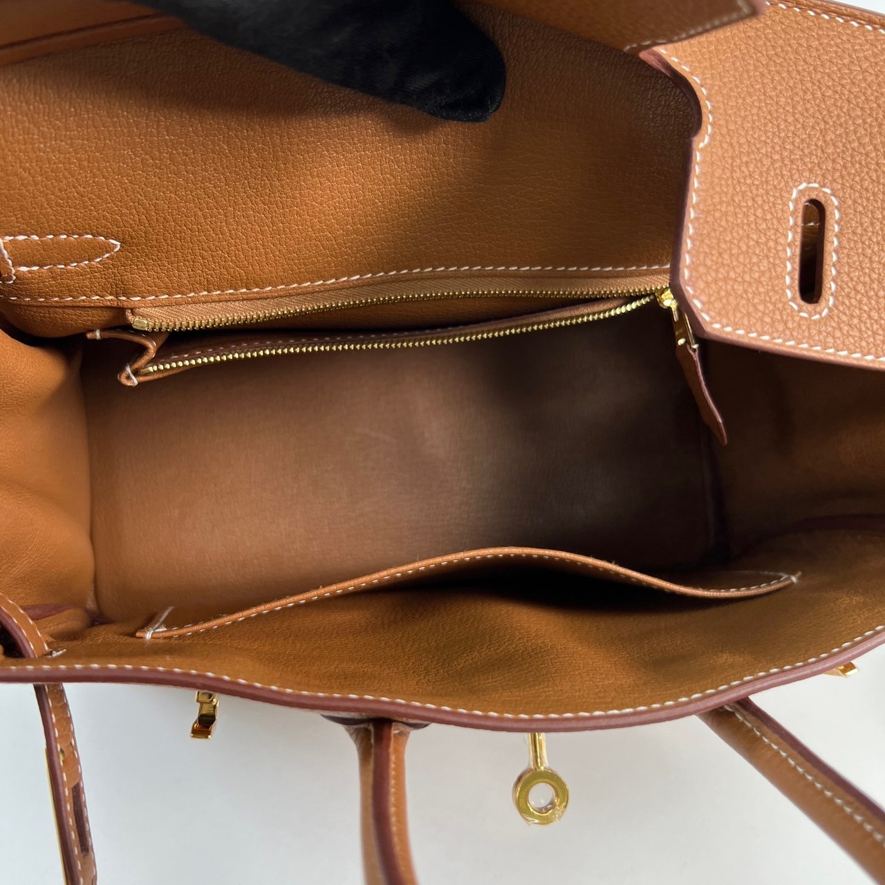 愛馬仕 Hermes Birkin Bag 柏金包 25 BK25 U刻 金棕金BIRKIN25 TOGO 防塵袋/原廠盒子/鎖組/購買證明/雨衣