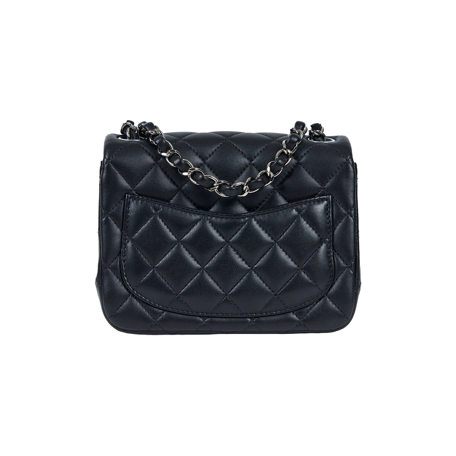 香奈兒 CHANEL CF 方形 迷你 口蓋包 A35200 晶片款 黑銀羊方胖 防塵袋/原廠盒子/購買證明影本