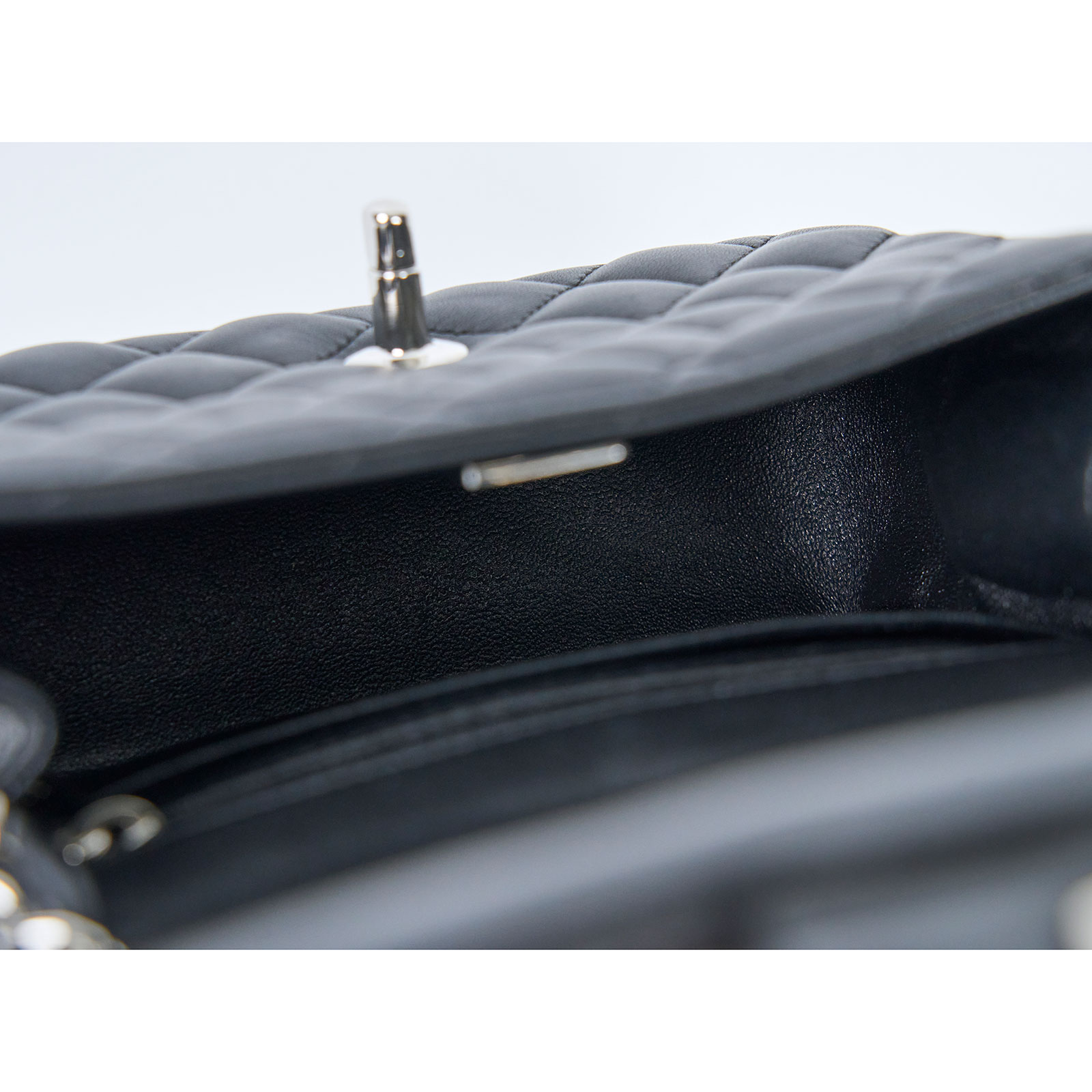 香奈兒 CHANEL CF 方形 迷你 口蓋包 A35200 晶片款 黑銀羊方胖 防塵袋/原廠盒子/購買證明影本