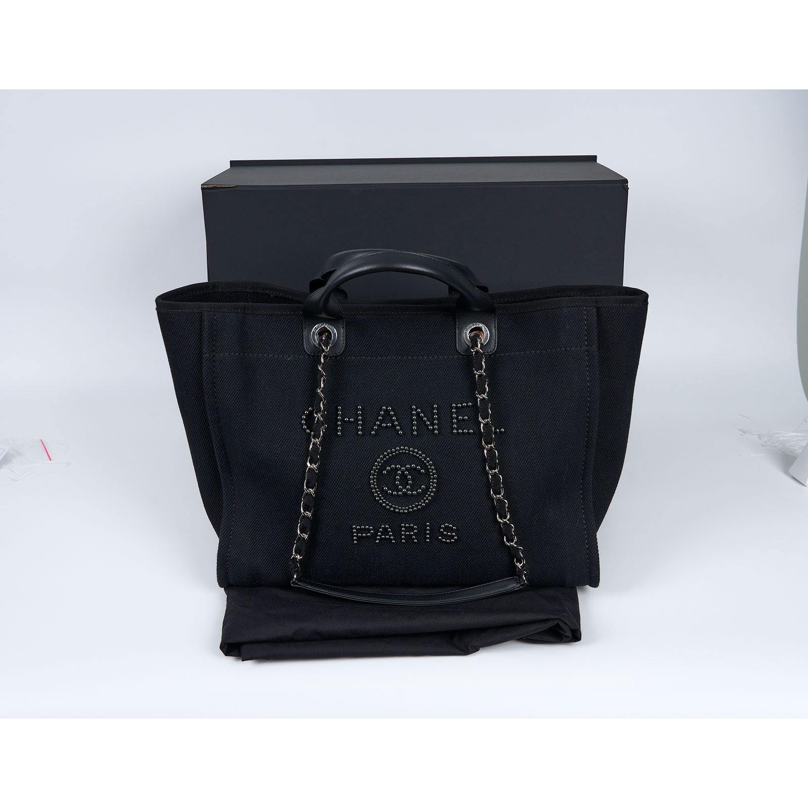 香奈兒 CHANEL 海灘包 大型  　29開黑珍珠大海灘包 原廠盒子/保證卡