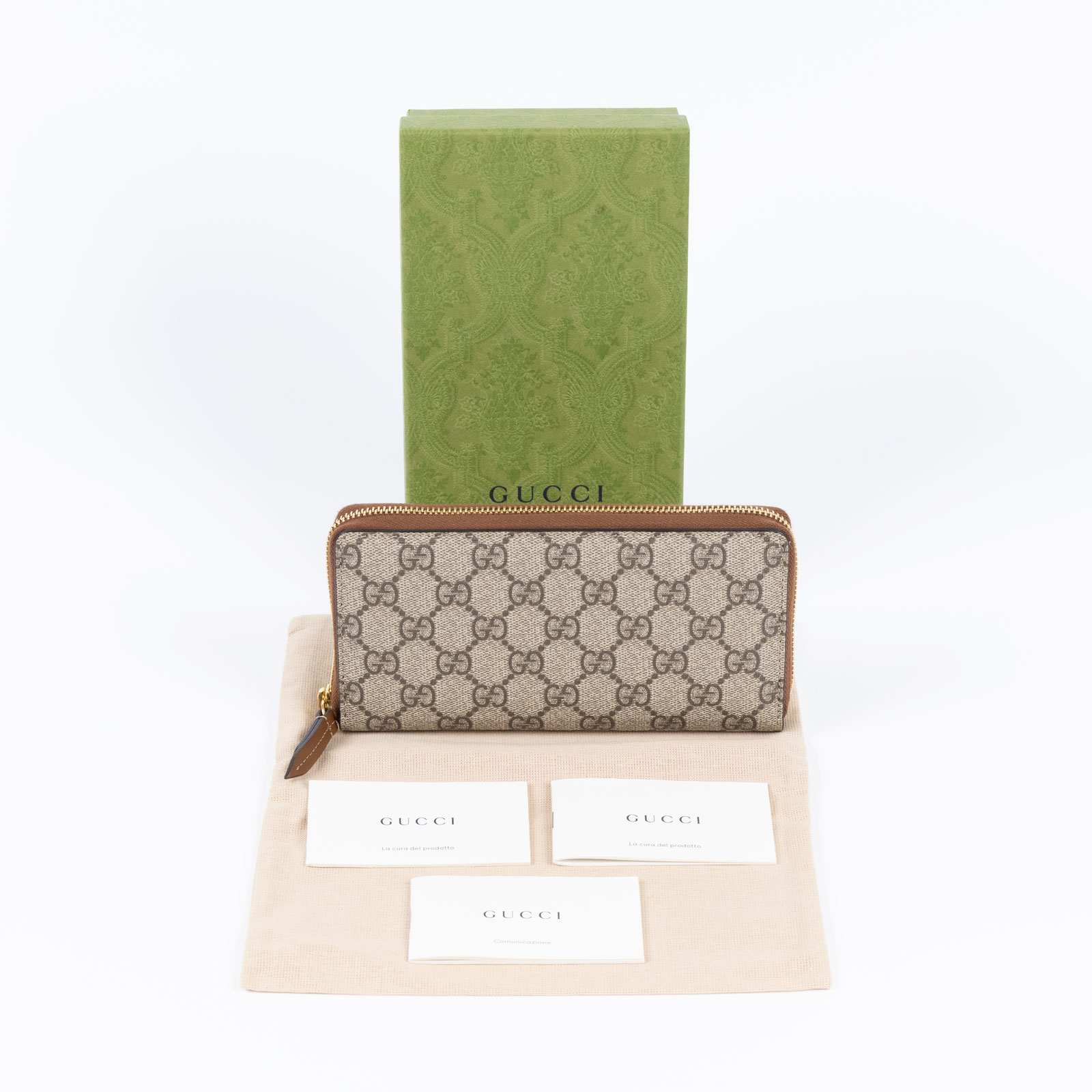古馳 GUCCI 拉鍊長夾 779786 棕色GG拉鍊長夾 原廠盒子/防塵袋