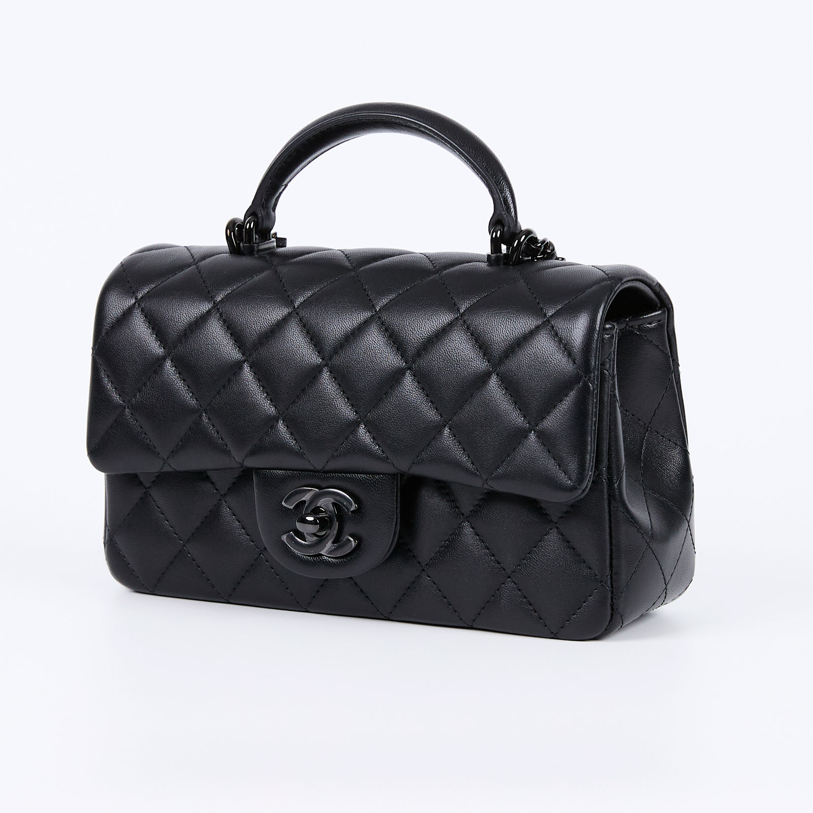 香奈兒 CHANEL Coco 20  Handle 肩背 斜背 迷你 口蓋包 AS2431 晶片款 SO BLACK HANDLE COCO20 防塵袋/原廠盒子/保證卡