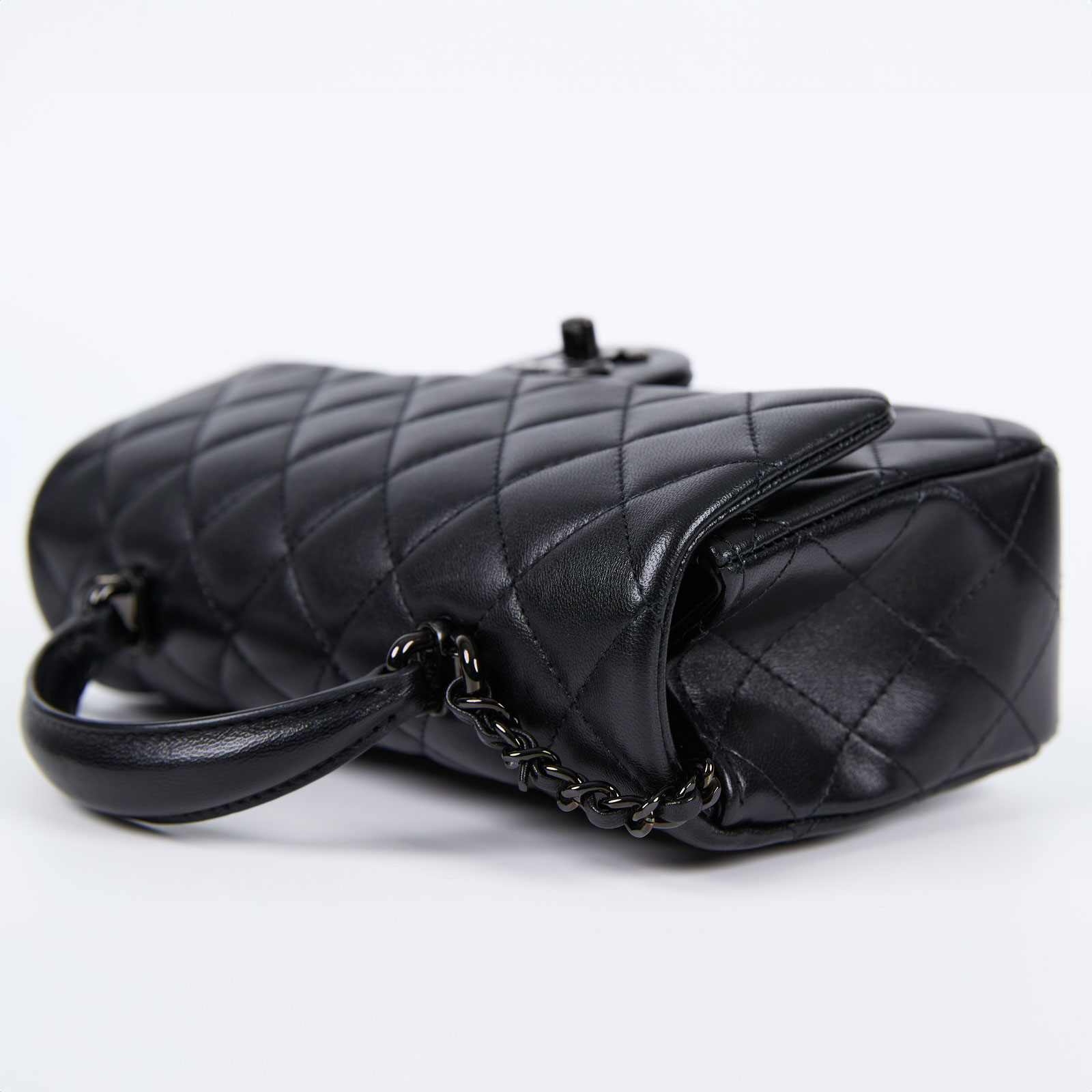 香奈兒 CHANEL Coco 20  Handle 肩背 斜背 迷你 口蓋包 AS2431 晶片款 SO BLACK HANDLE COCO20 防塵袋/原廠盒子/保證卡