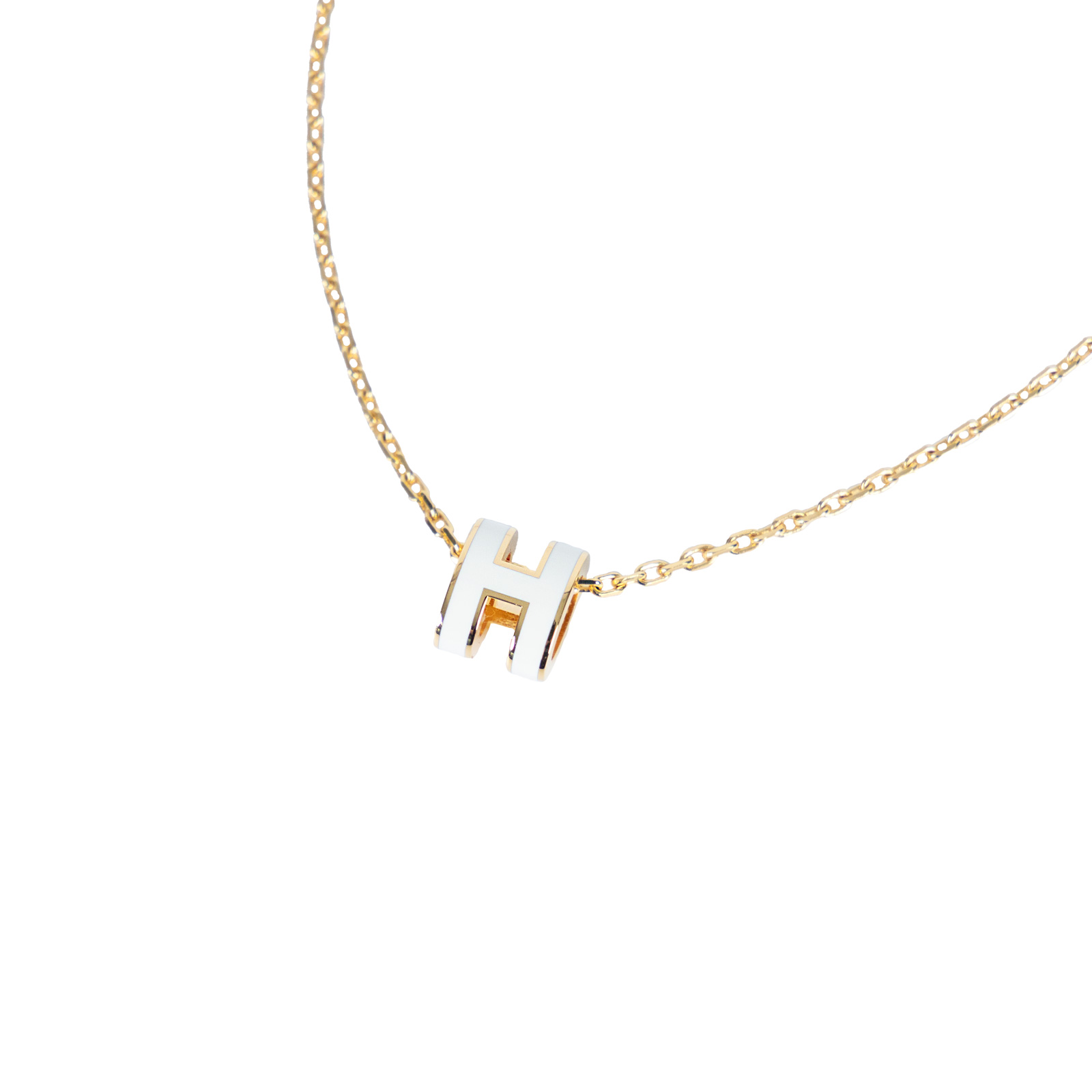愛馬仕 Hermes Mini Pop H 墜飾 POPHPMINI ST 02 34 白MINI POP H項鍊 原廠盒子/防塵袋