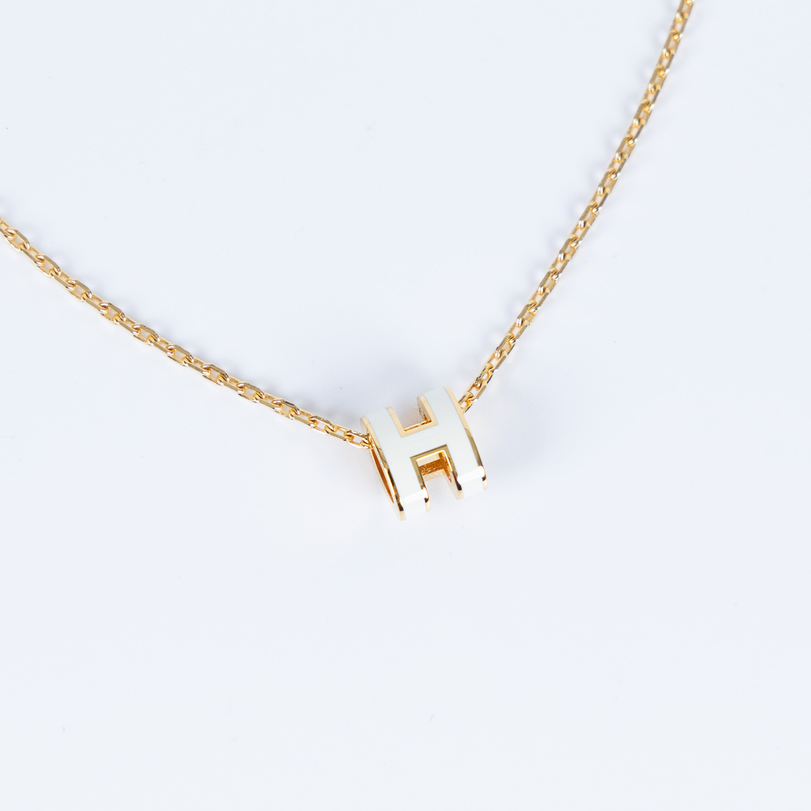 愛馬仕 Hermes Mini Pop H 墜飾 POPHPMINI ST 02 34 白MINI POP H項鍊 原廠盒子/防塵袋