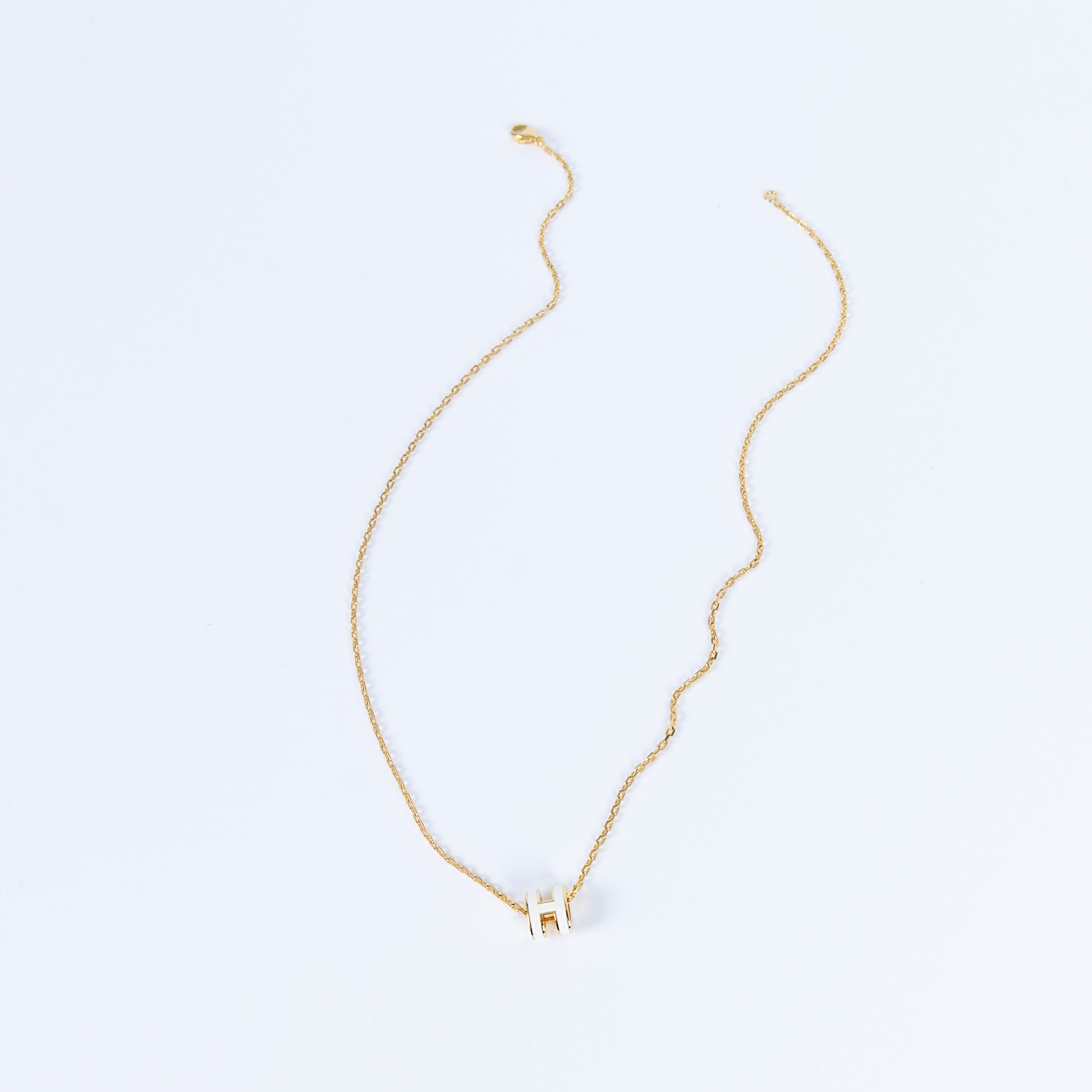 愛馬仕 Hermes Mini Pop H 墜飾 POPHPMINI ST 02 34 白MINI POP H項鍊 原廠盒子/防塵袋