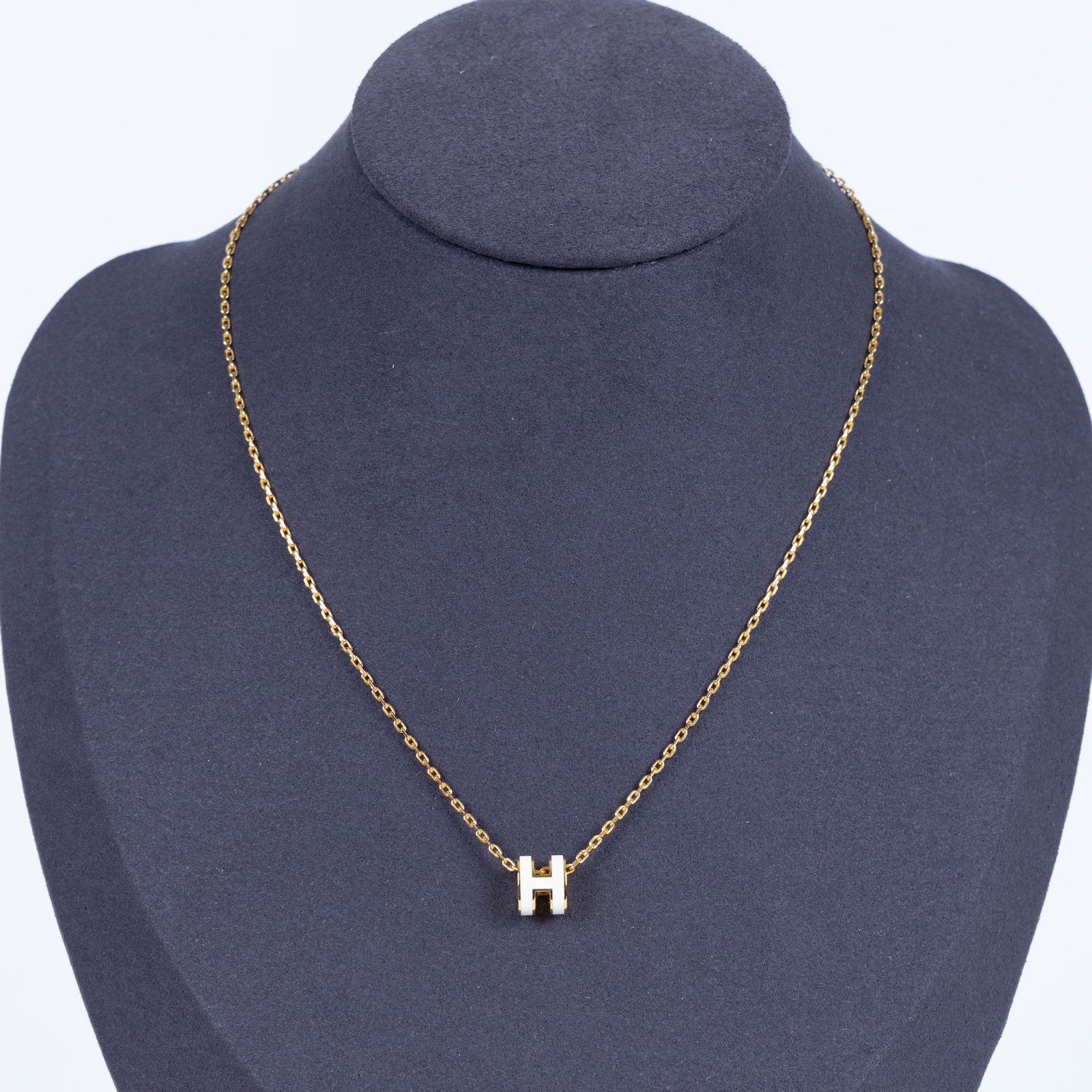 愛馬仕 Hermes Mini Pop H 墜飾 POPHPMINI ST 02 34 白MINI POP H項鍊 原廠盒子/防塵袋