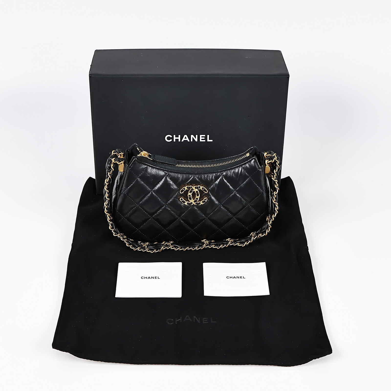 香奈兒 CHANEL 19 Hobo 肩背包 AP3647 晶片款 23K 黑HOBO腋下包 防塵袋/原廠盒子