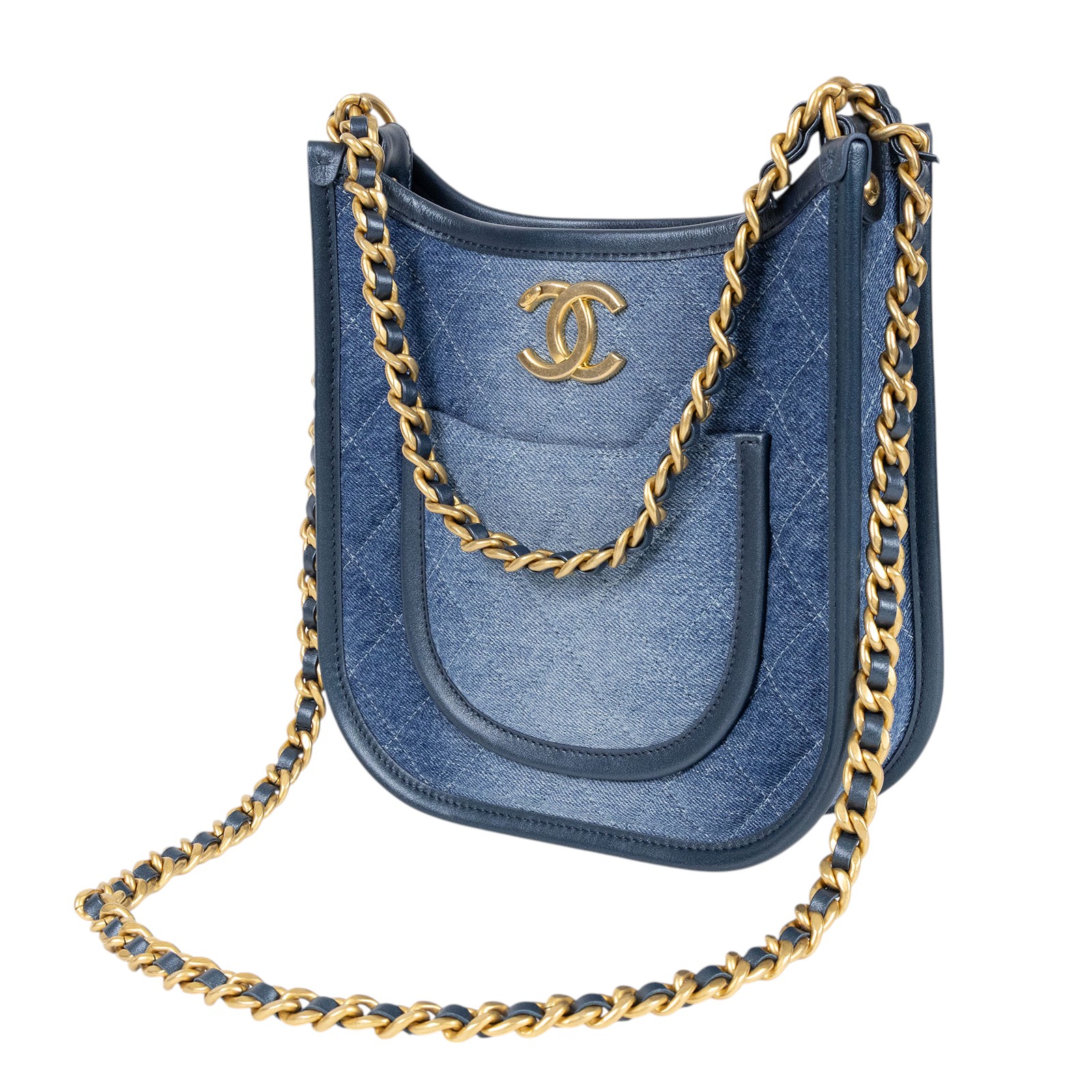 香奈兒 CHANEL 流浪包 Hobo Bag CC LOGO 斜背包 AS4532 晶片款 牛仔Hobo二用斜背包 防塵袋