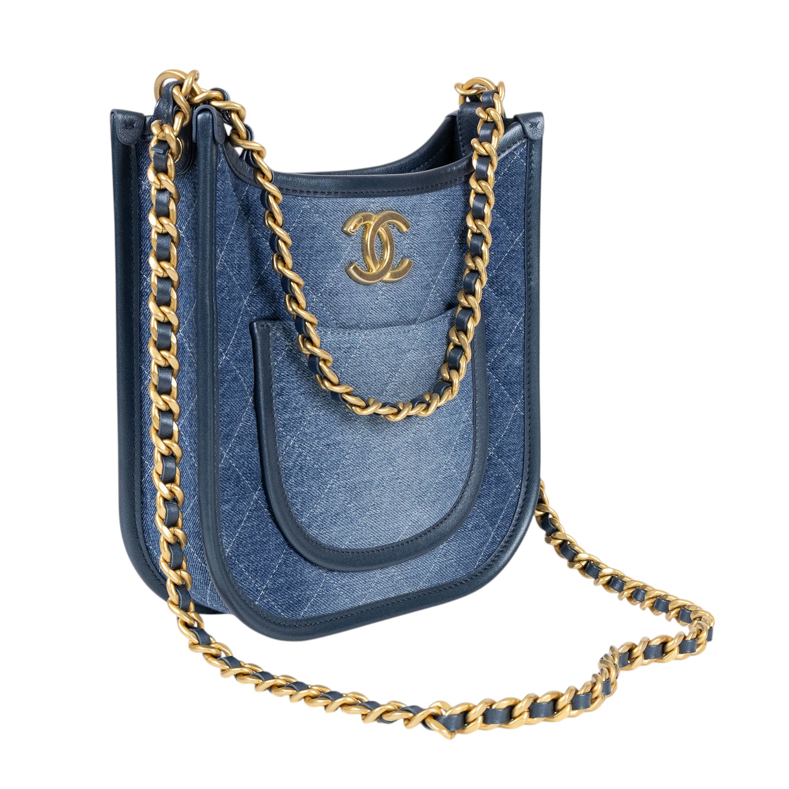 香奈兒 CHANEL 流浪包 Hobo Bag CC LOGO 斜背包 AS4532 晶片款 牛仔Hobo二用斜背包 防塵袋