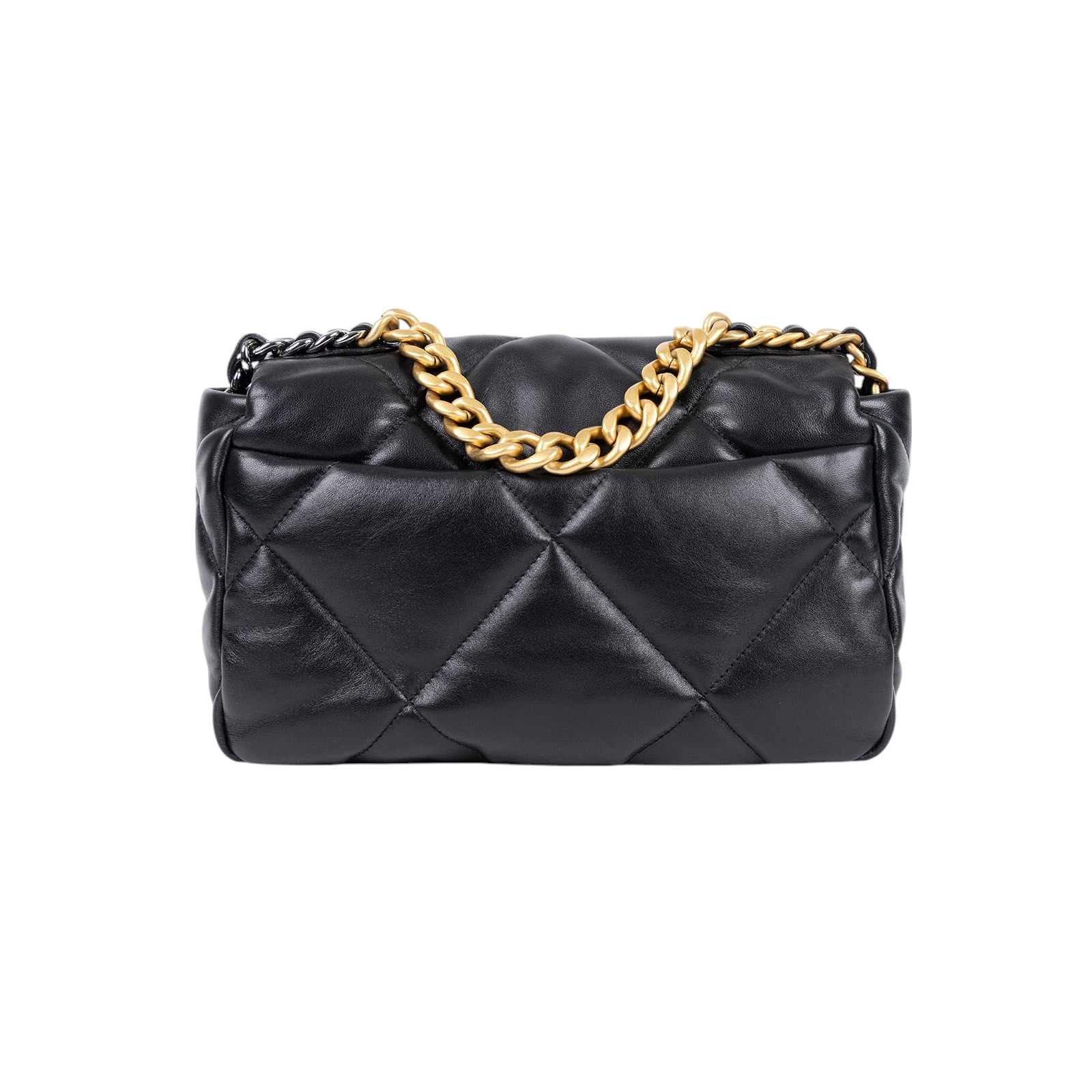 香奈兒 CHANEL 19 口蓋包 菱格紋 金銀鍊帶 手提 肩背包 AS1160 晶片款 黑19 小號 防塵袋/原廠盒子