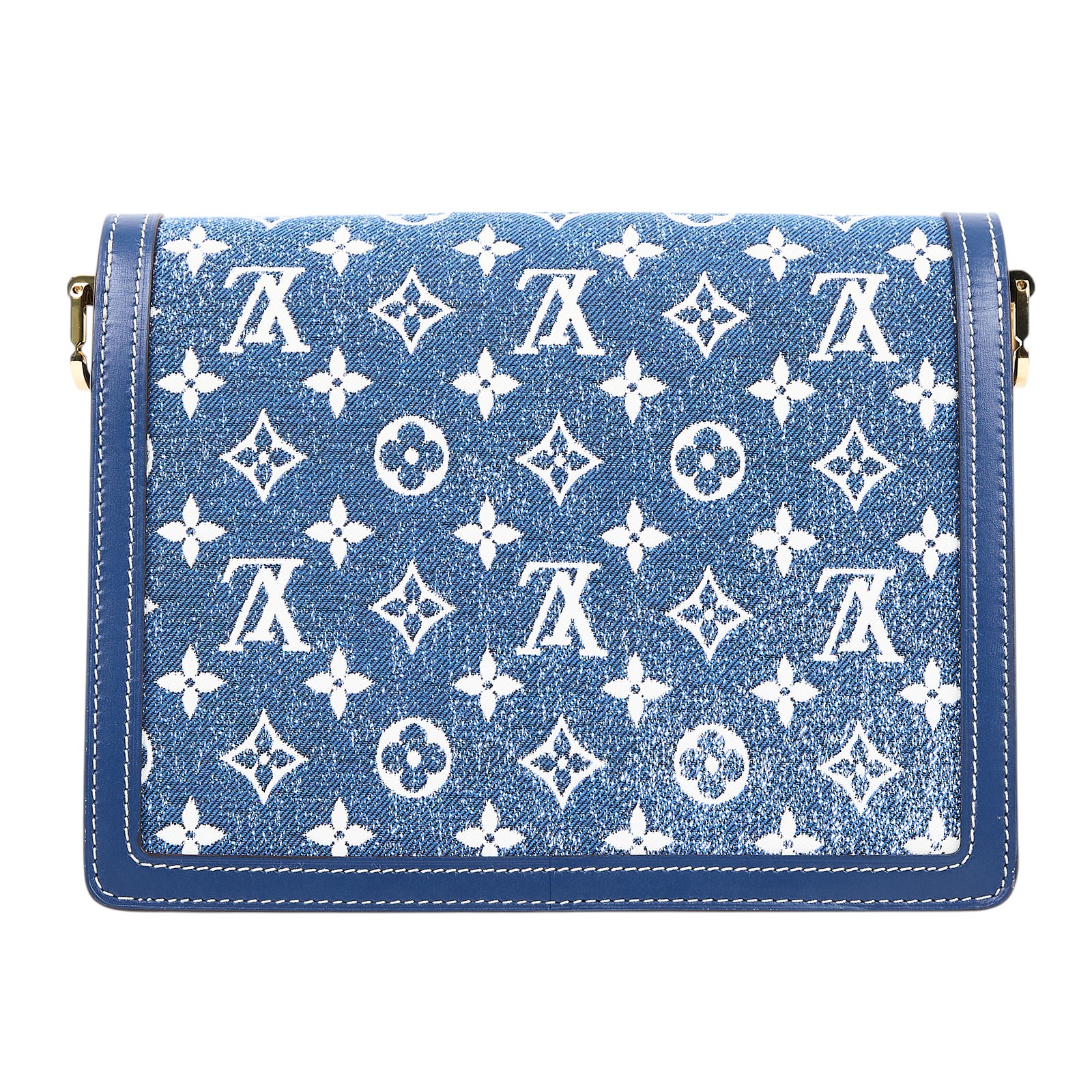 路易威登 LOUIS VUITTON Dauphine MM 手提包 丹寧 翻蓋斜背 鏈帶包 M59631 晶片款  原廠盒子/防塵袋