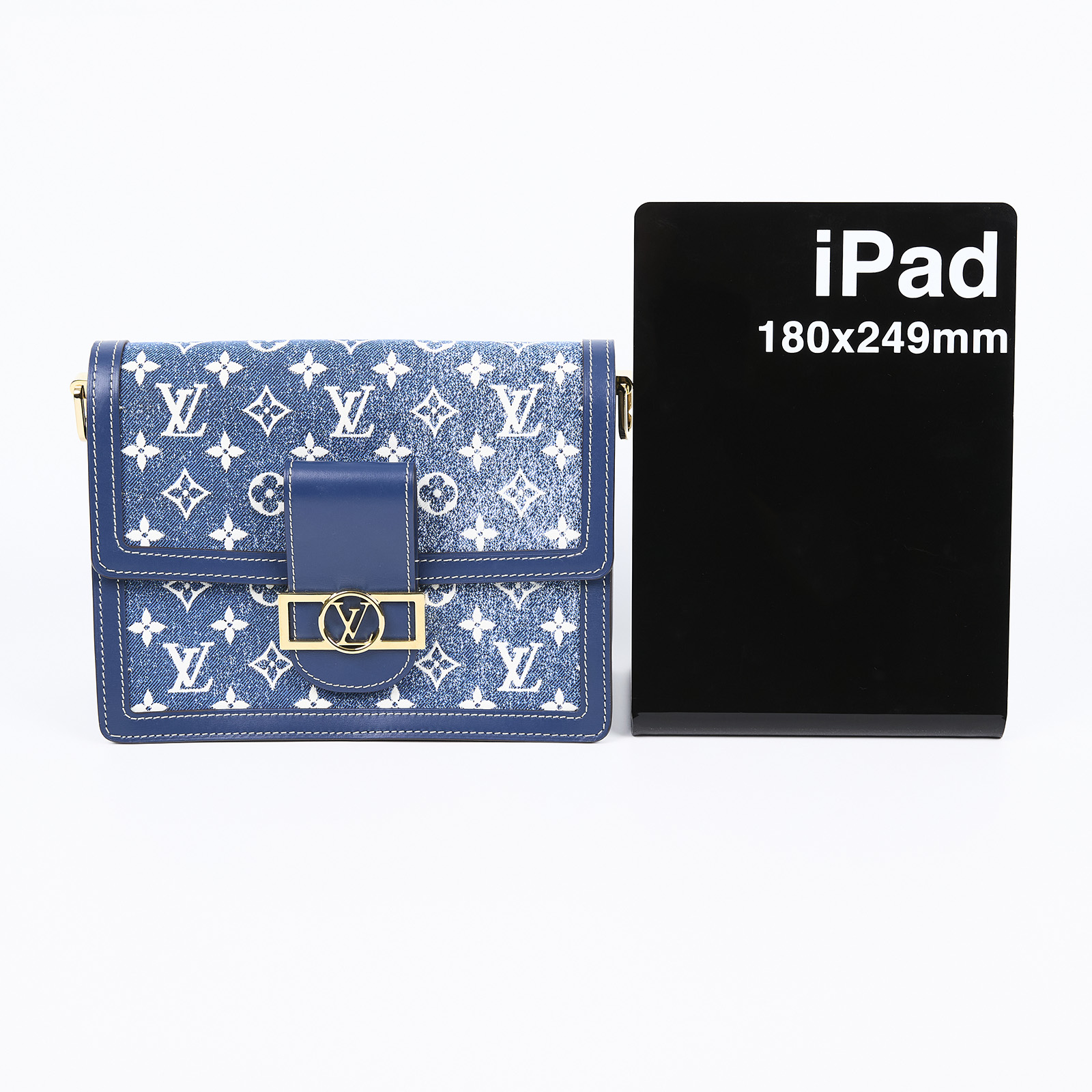 路易威登 LOUIS VUITTON Dauphine MM 手提包 丹寧 翻蓋斜背 鏈帶包 M59631 晶片款  原廠盒子/防塵袋