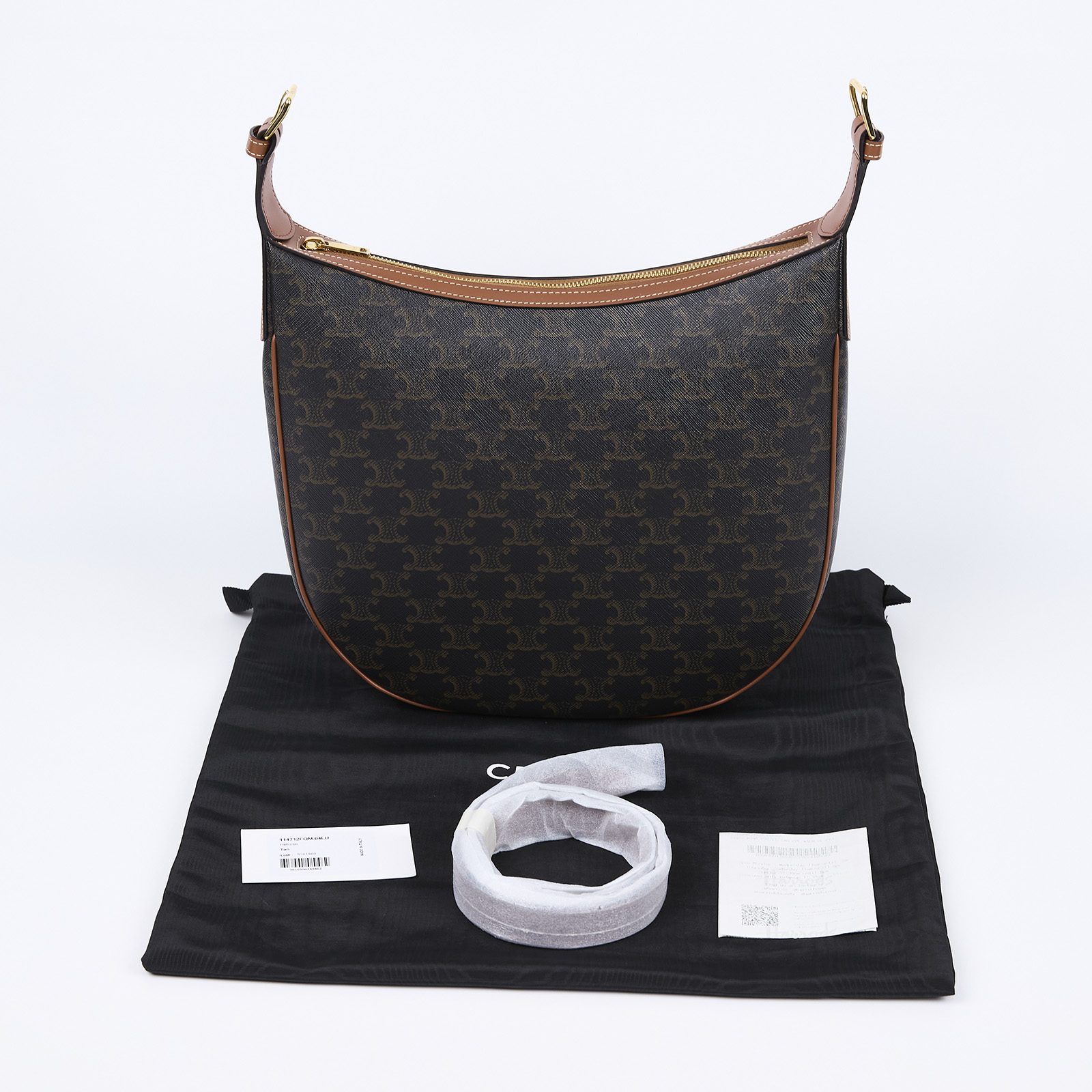 思琳 CELINE Heloise 標誌印花 牛皮革 肩背 手提包 114712FQM 棕老花Heloise HOBO 防塵袋