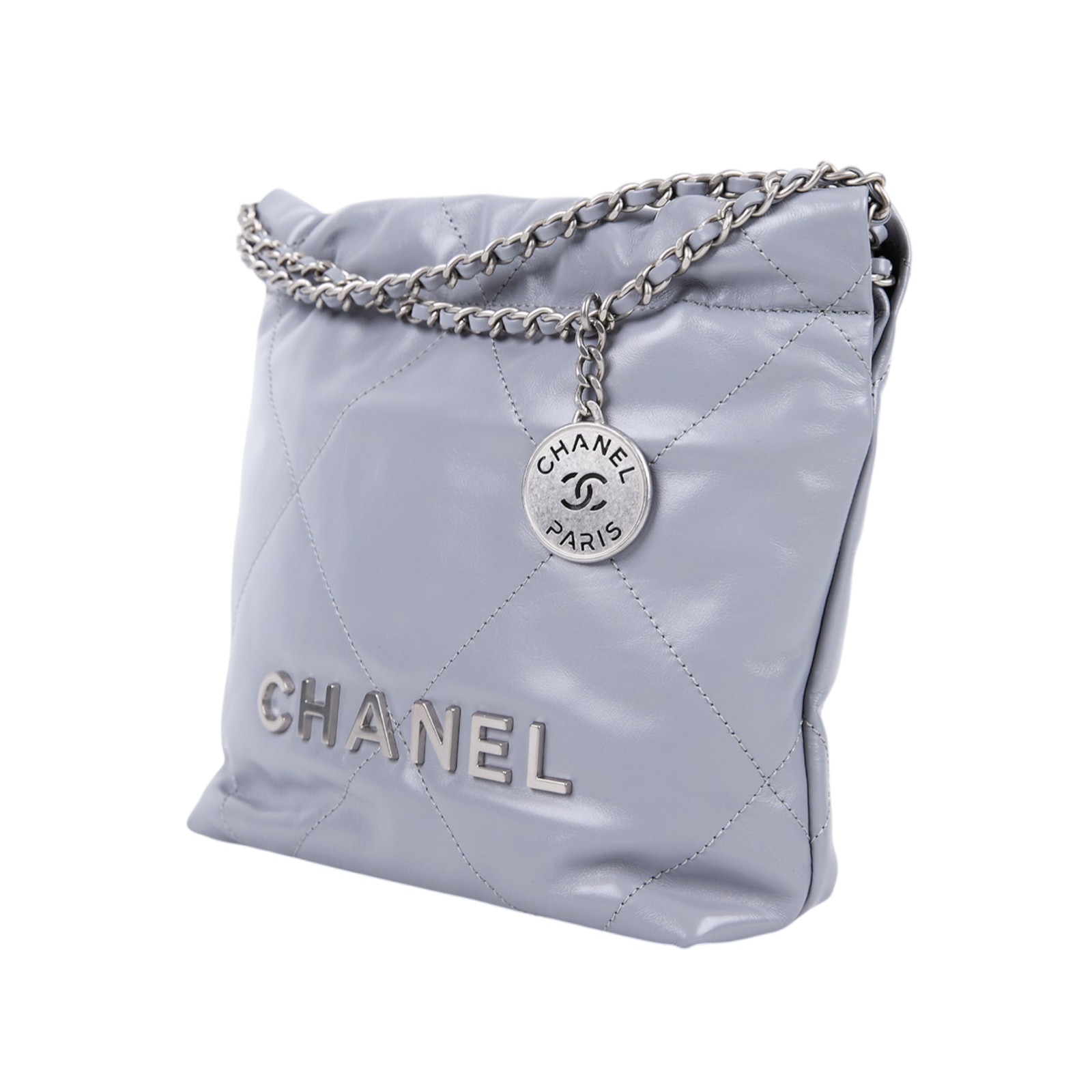 香奈兒 CHANEL 22 迷你 束口包 AS3980 晶片款 灰銀22 MINI 防塵袋/原廠盒子/購買證明影本