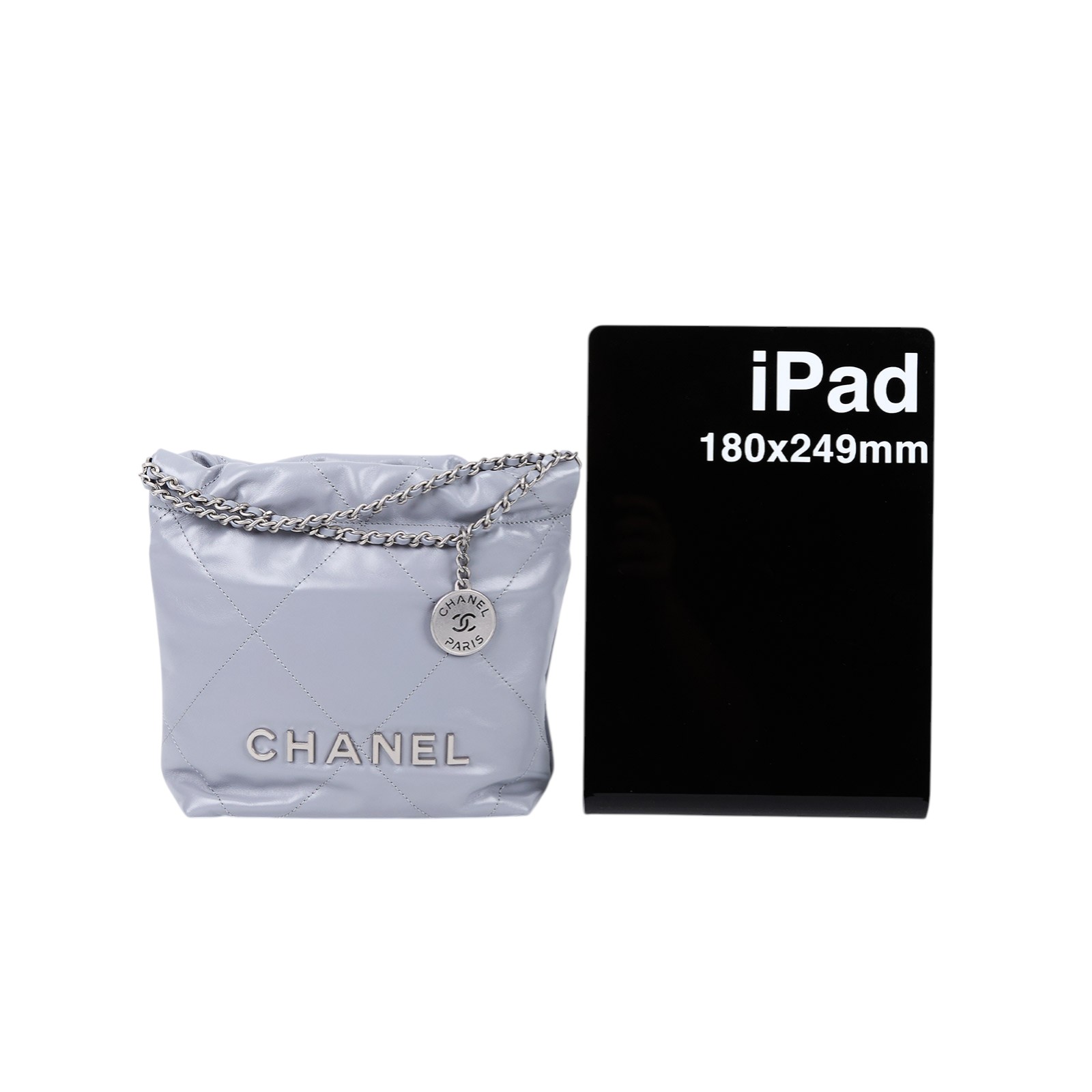 香奈兒 CHANEL 22 迷你 束口包 AS3980 晶片款 灰銀22 MINI 防塵袋/原廠盒子/購買證明影本