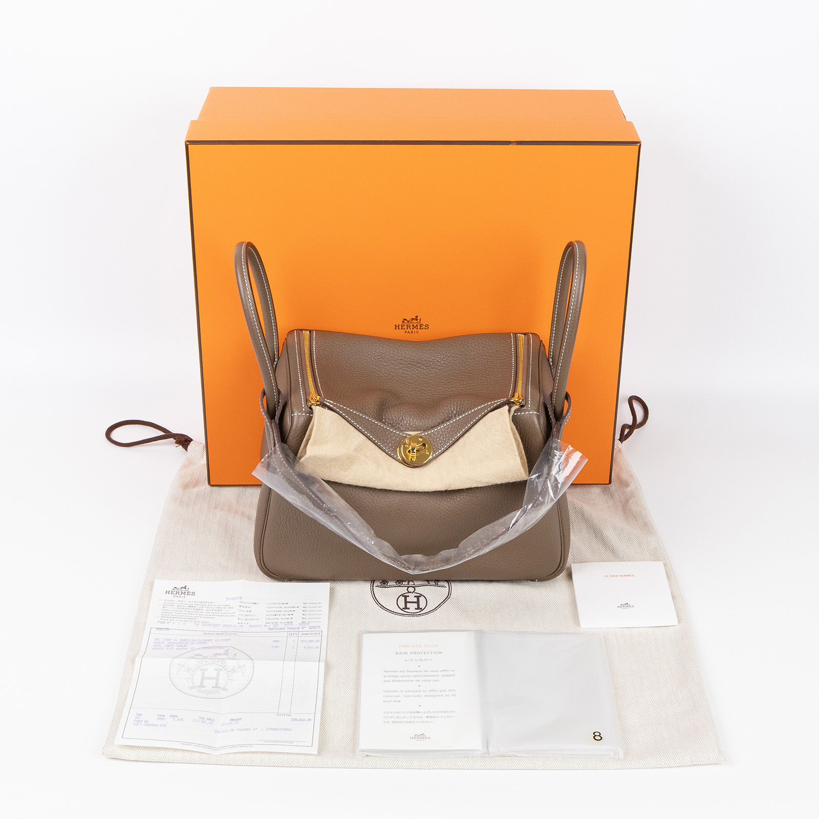 愛馬仕 Hermes Lindy 琳迪包 26 H073428CC18 A刻 LINDY26大象灰 防塵袋/原廠盒子/雨衣/購買證明