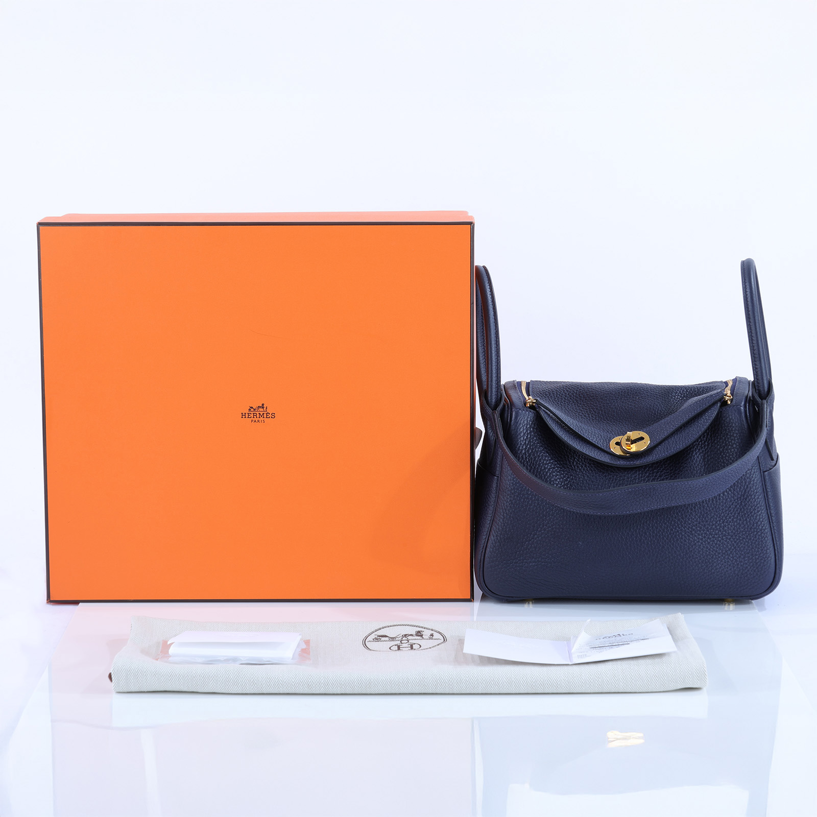 愛馬仕 Hermes Lindy 琳迪包 26 LD26 U刻 LINDY26午夜藍 防塵袋/原廠盒子/購買證明