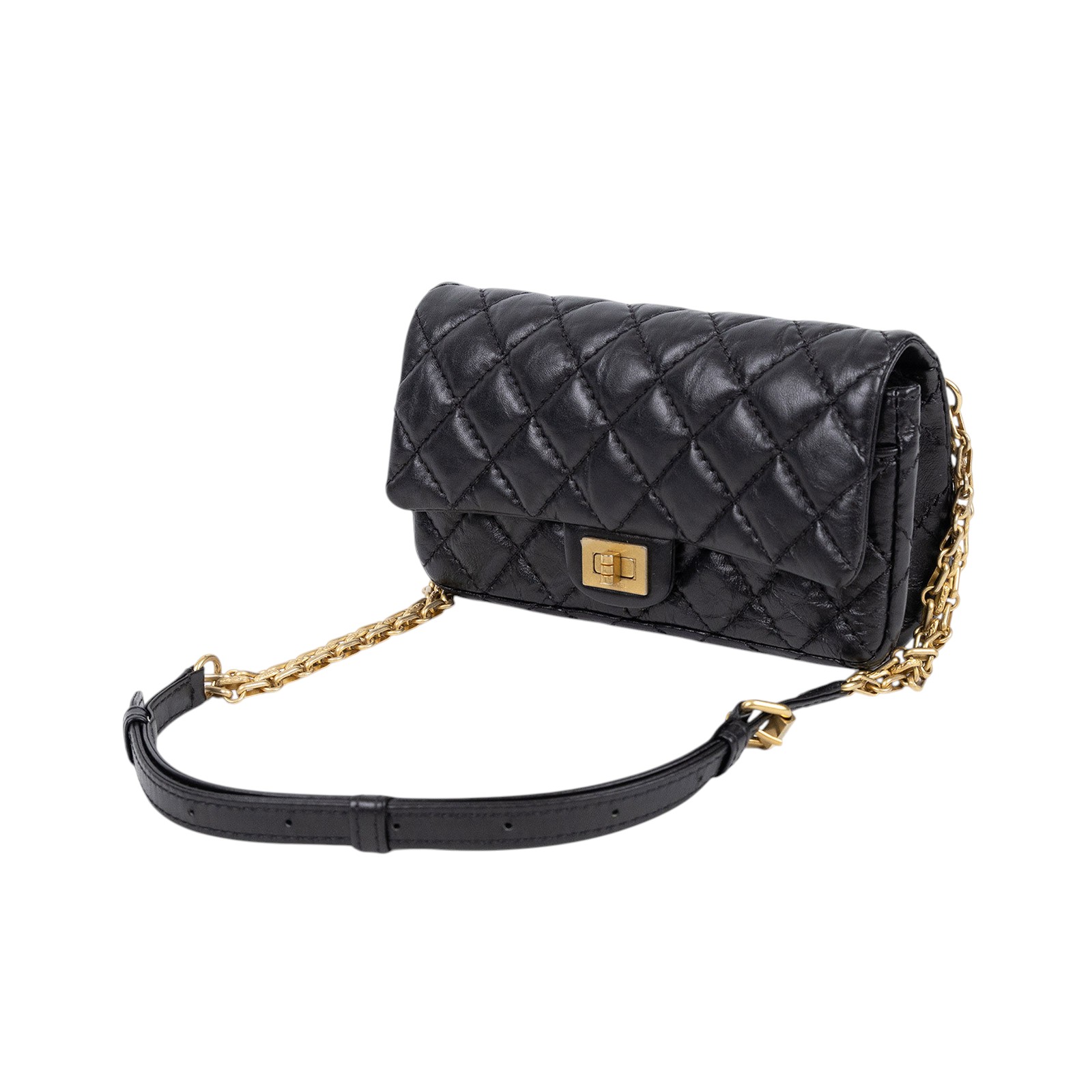 香奈兒 CHANEL 2.55 腰包 口蓋包 A57791 黑金2.55腰包 DUST  BAG/原廠盒子/保證卡