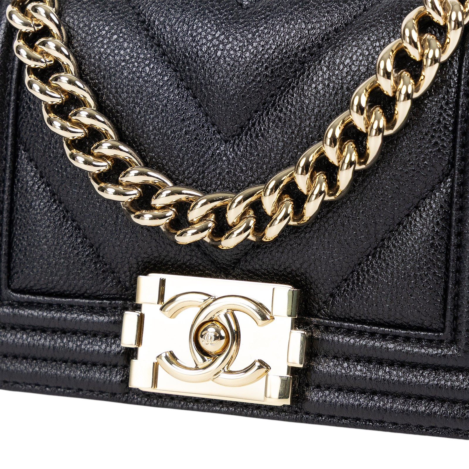 香奈兒 CHANEL Boy 迷你 口蓋包 A67364 晶片款 黑金荔枝MINI BOY 原廠盒子