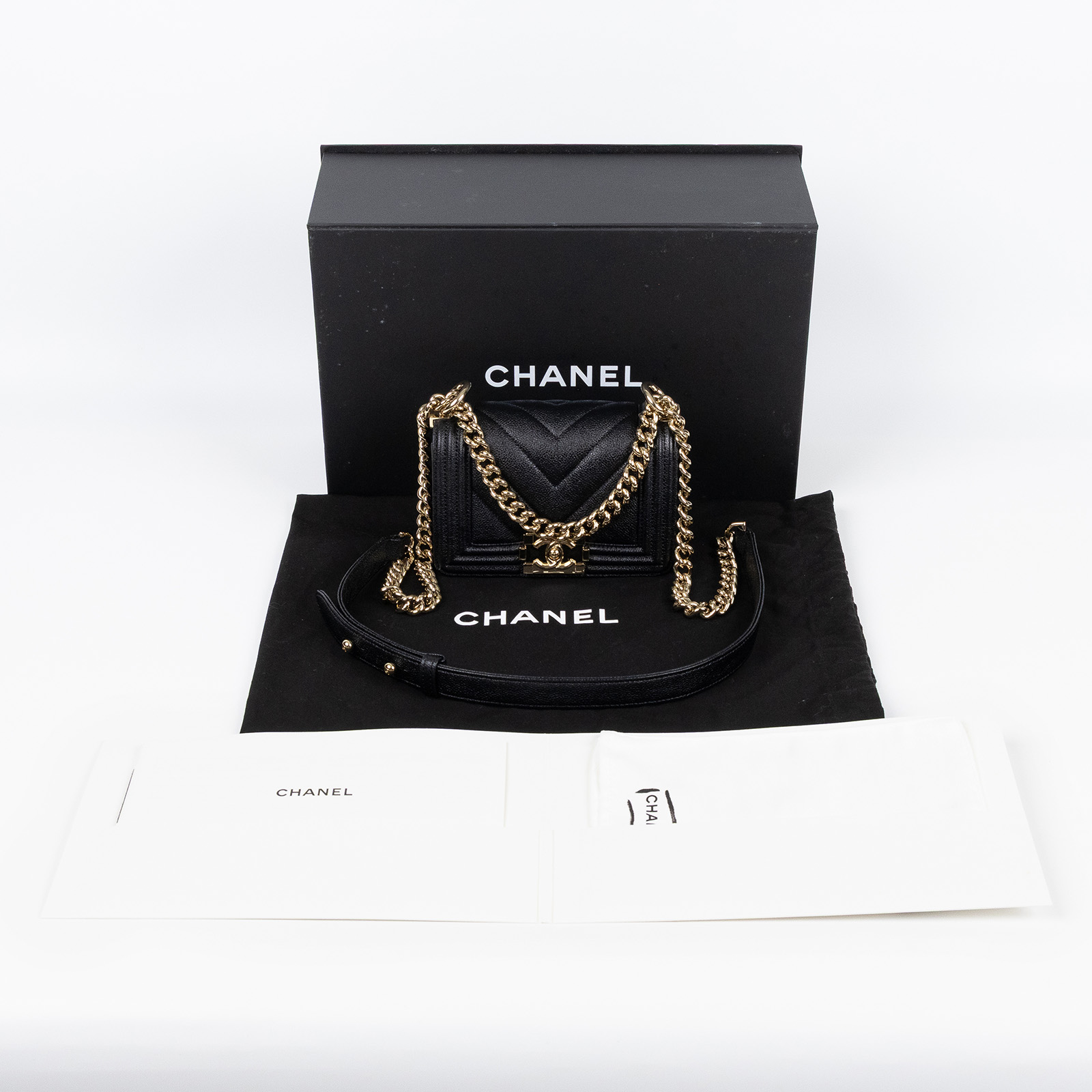 香奈兒 CHANEL Boy 迷你 口蓋包 A67364 晶片款 黑金荔枝MINI BOY 原廠盒子
