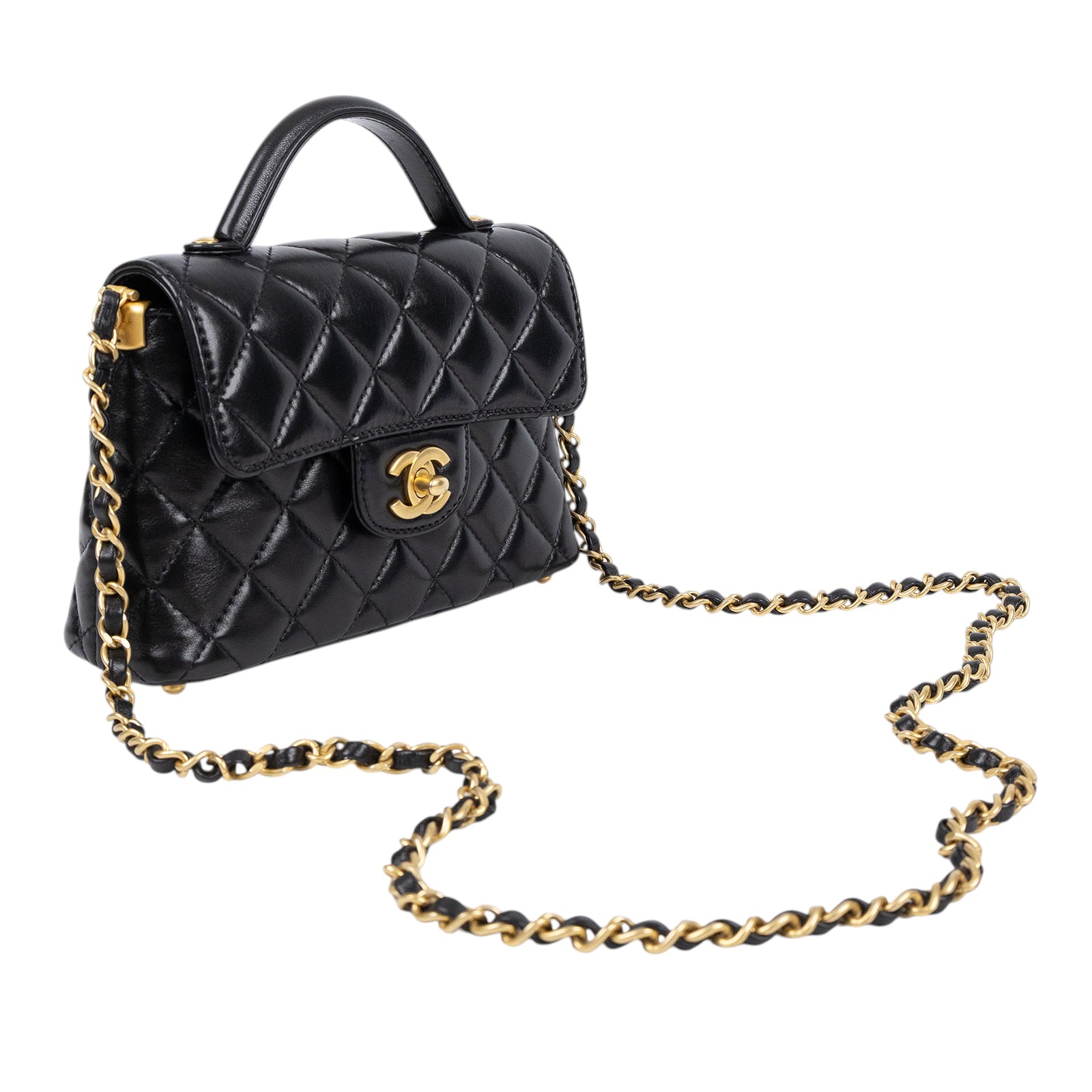 香奈兒 CHANEL Handle 手把口蓋包  小型 AS5355 B19386 晶片款 黑手提2WAY 防塵袋/原廠盒子